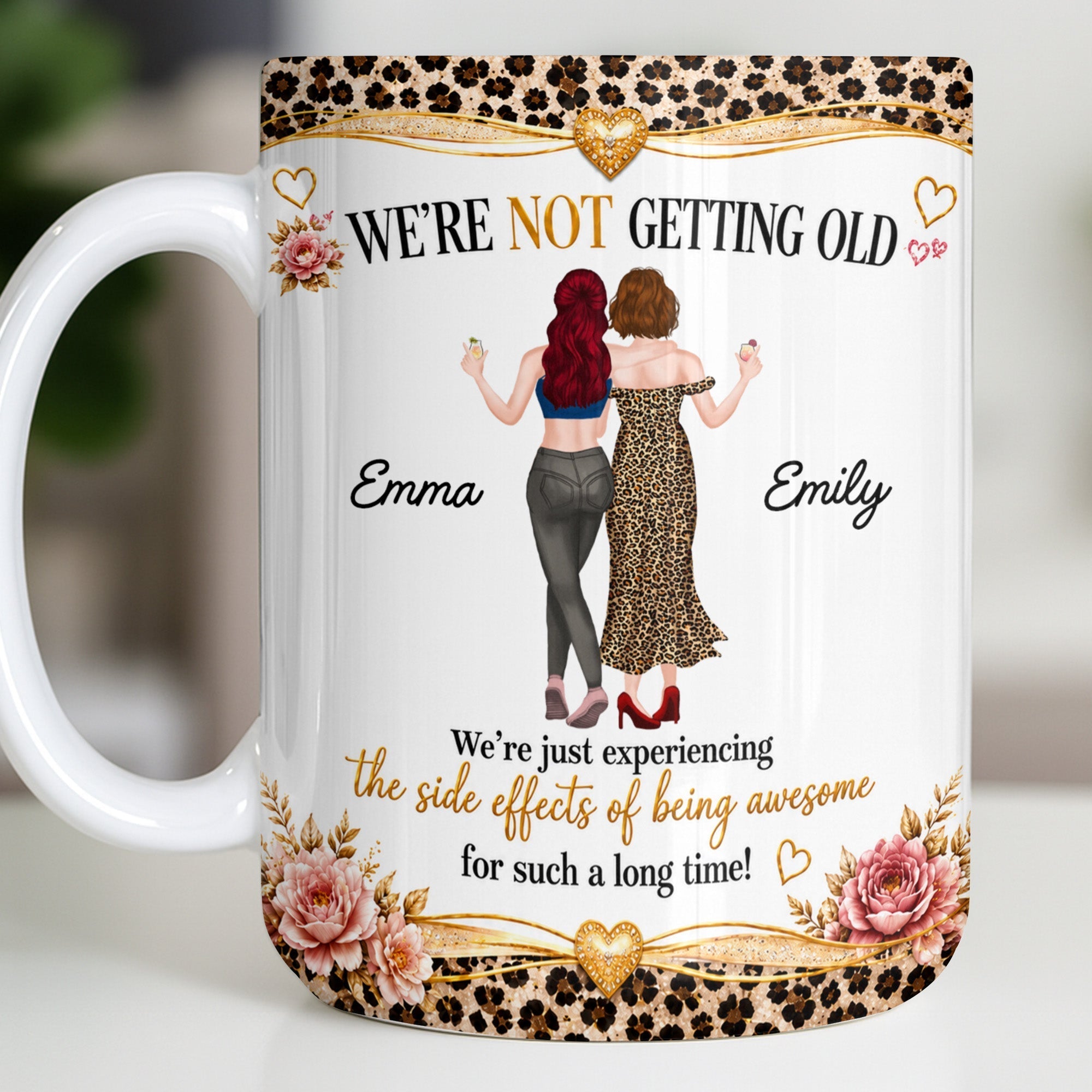 Personalized Leopard Print Coffee Mug Custom Name Gift for Best Friends