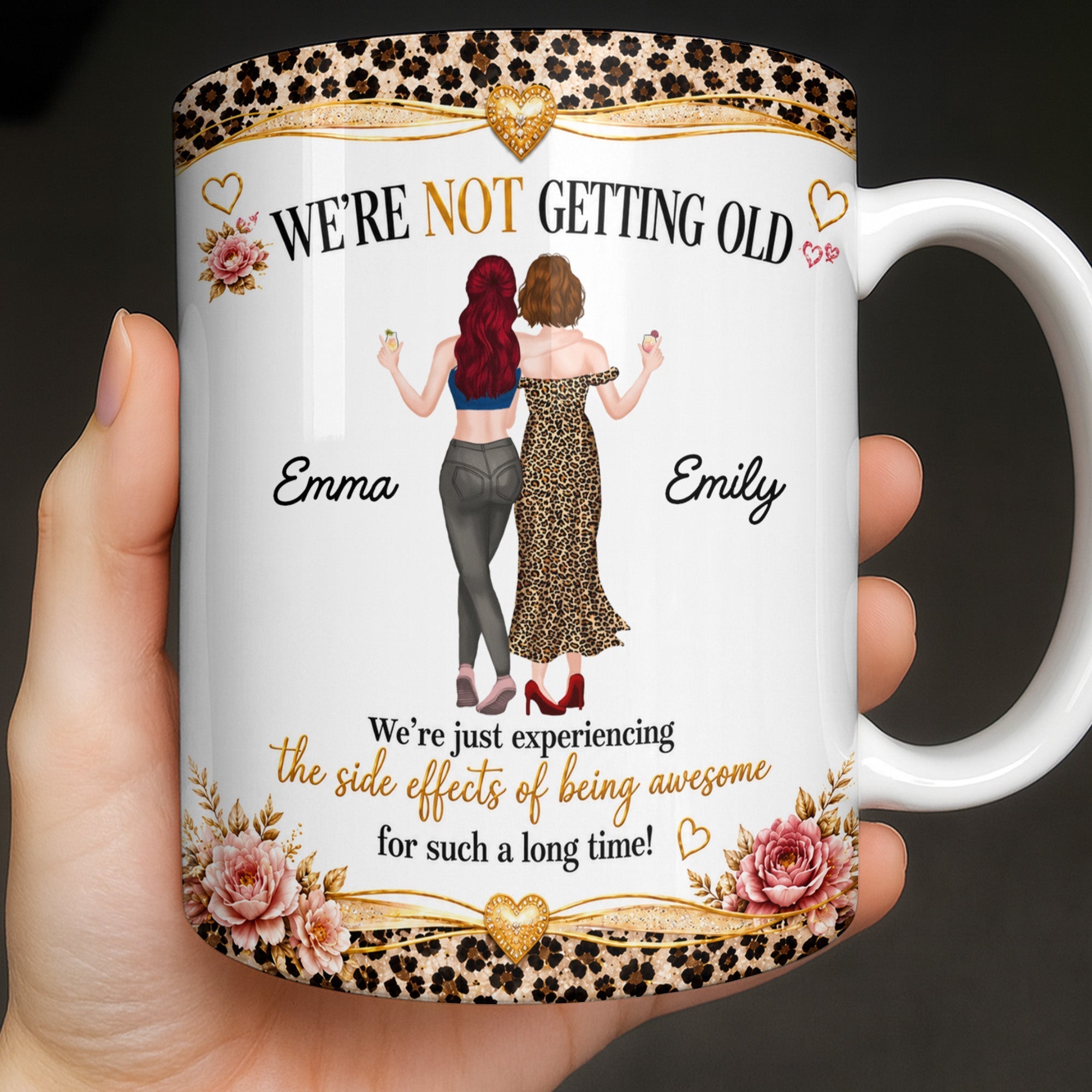 Personalized Leopard Print Coffee Mug Custom Name Gift for Best Friends