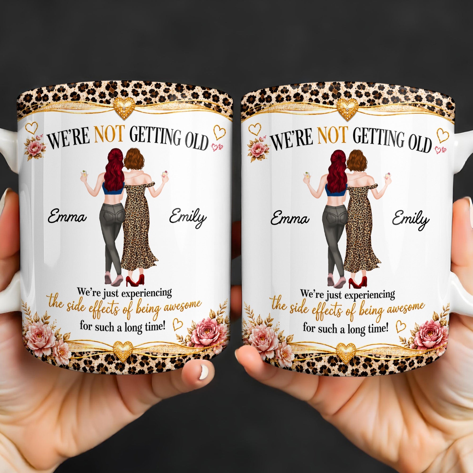 Personalized Leopard Print Coffee Mug Custom Name Gift for Best Friends