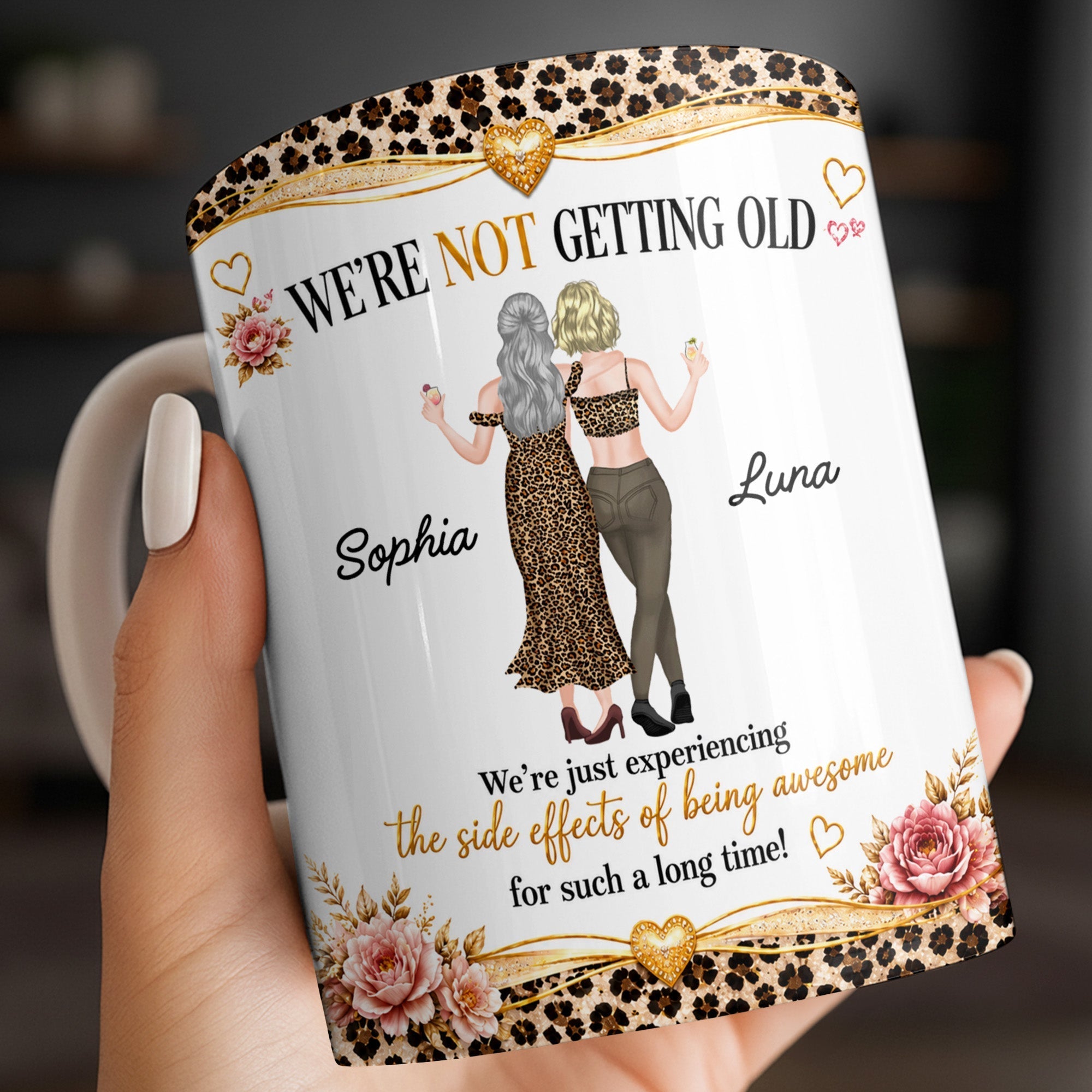Personalized Leopard Print Coffee Mug Custom Name Gift for Best Friends
