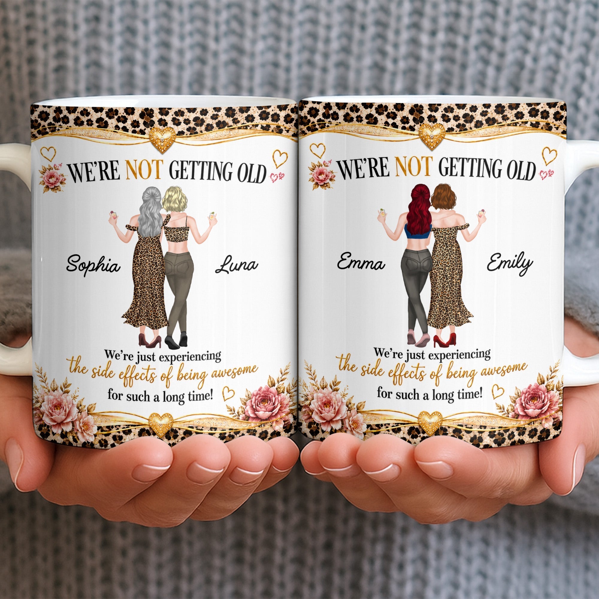 Personalized Leopard Print Coffee Mug Custom Name Gift for Best Friends