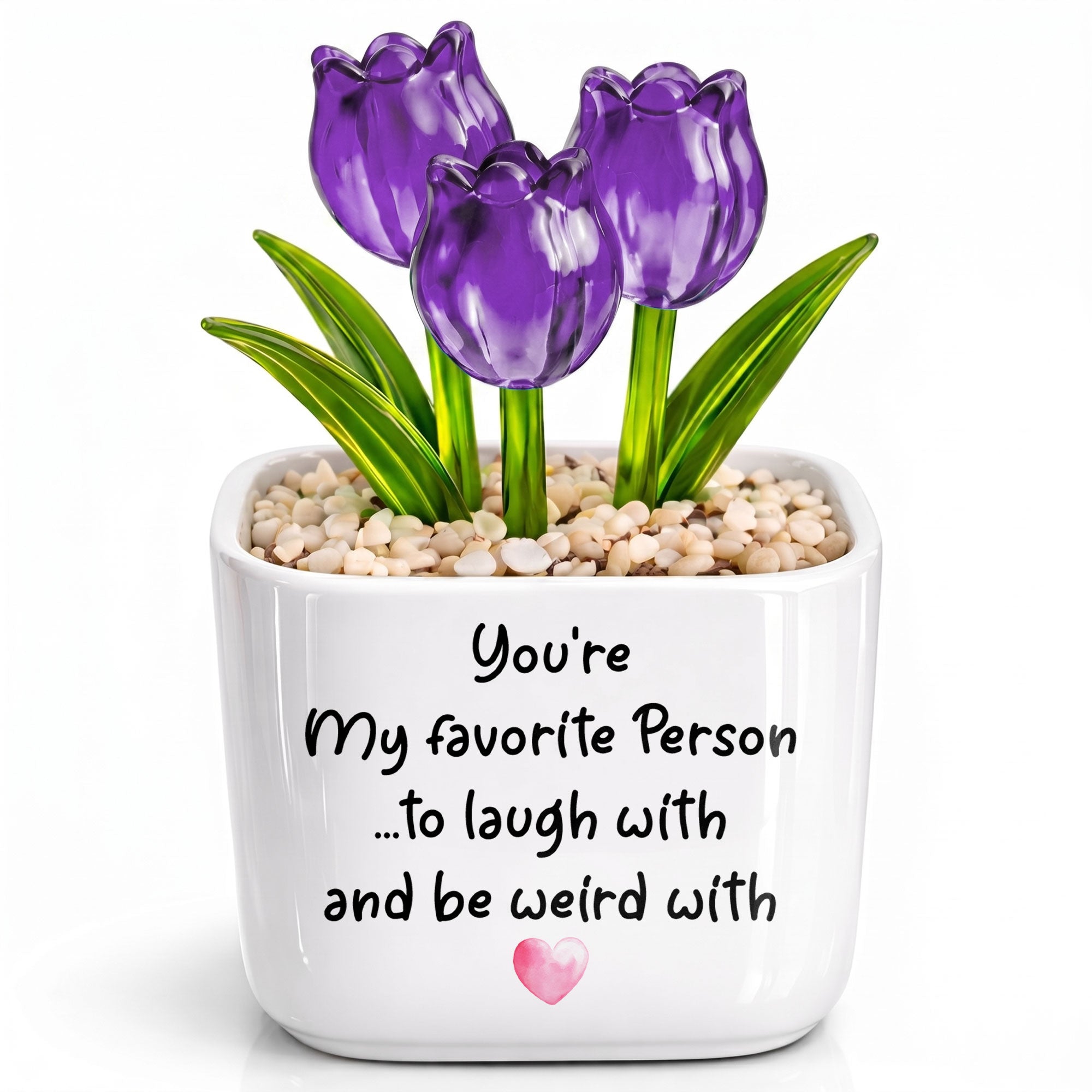 Personalized Glass Tulip Flowers Custom Name Gift for Best Friend