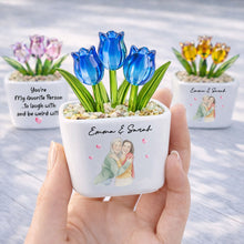 Load image into Gallery viewer, Personalized Glass Tulip Flowers Custom Name Gift for Best Friend
