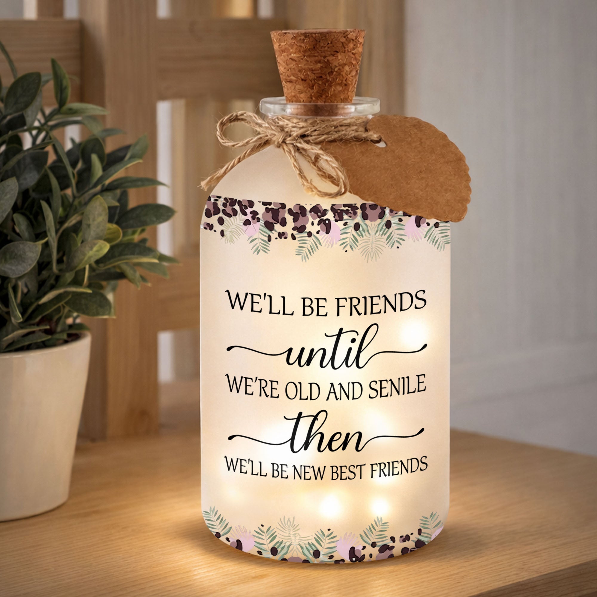 Personalized Frosted Glass Bottle Light Custom Bestie Gift