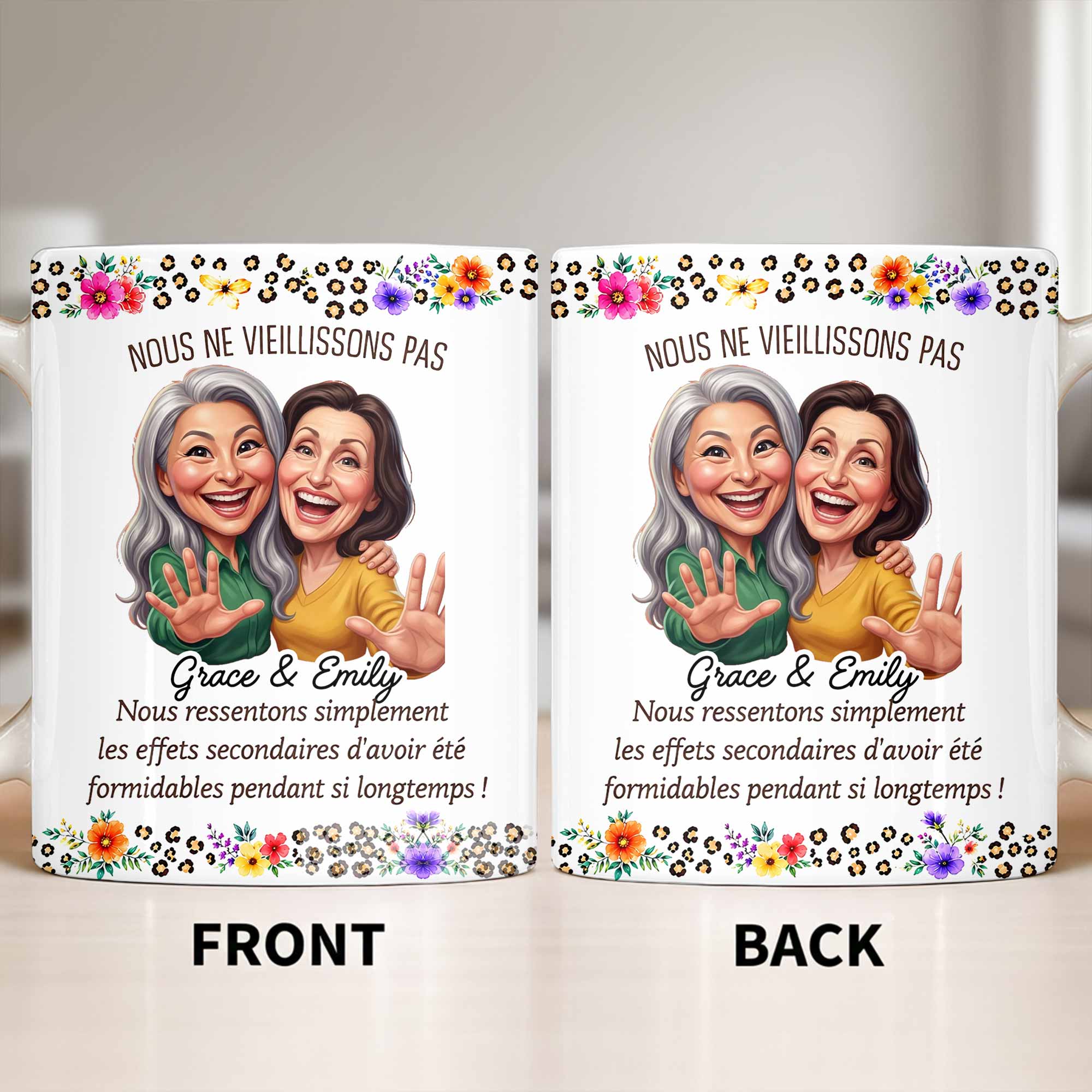 Personalized Floral Coffee Mug Custom Gift for Best Friends