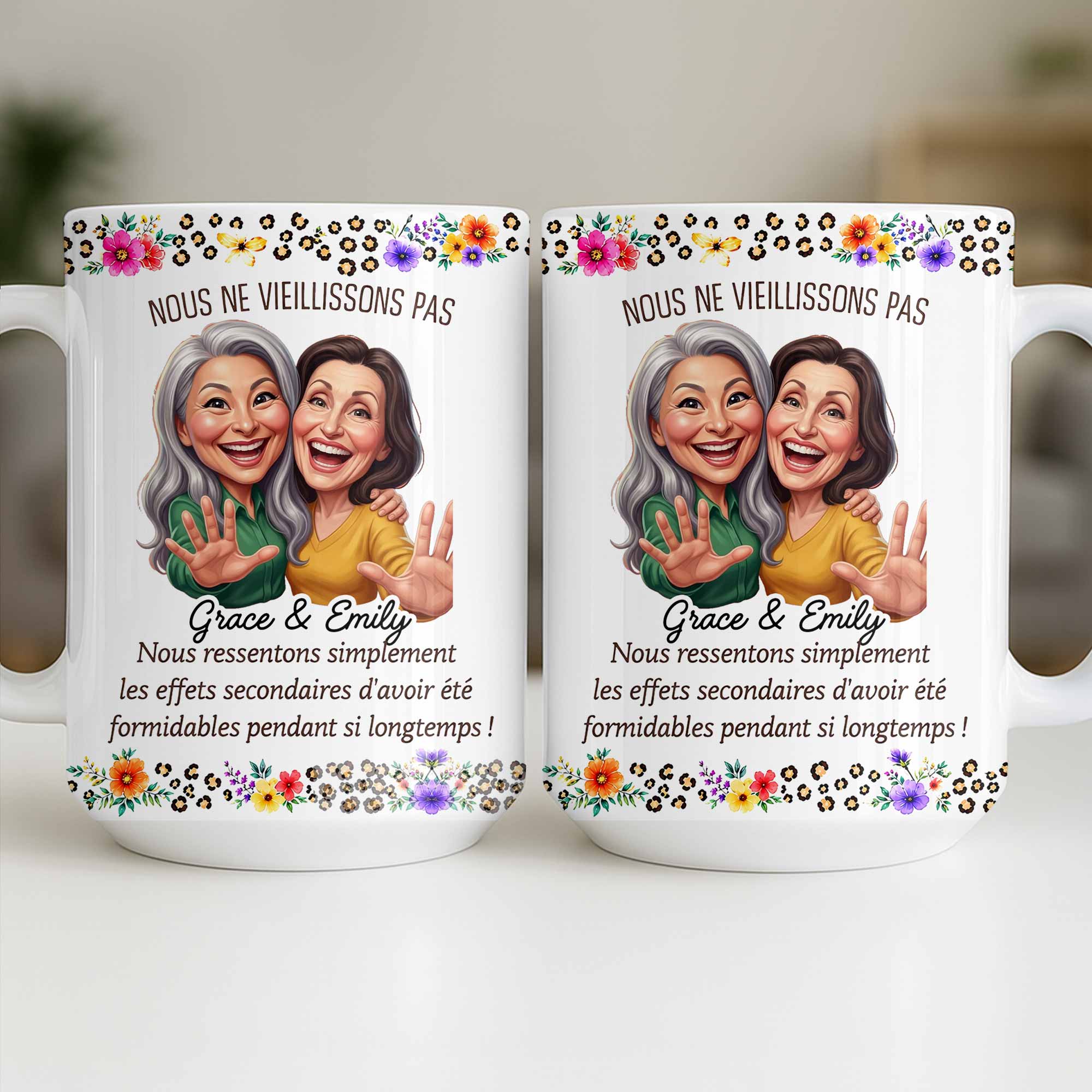Personalized Floral Coffee Mug Custom Gift for Best Friends