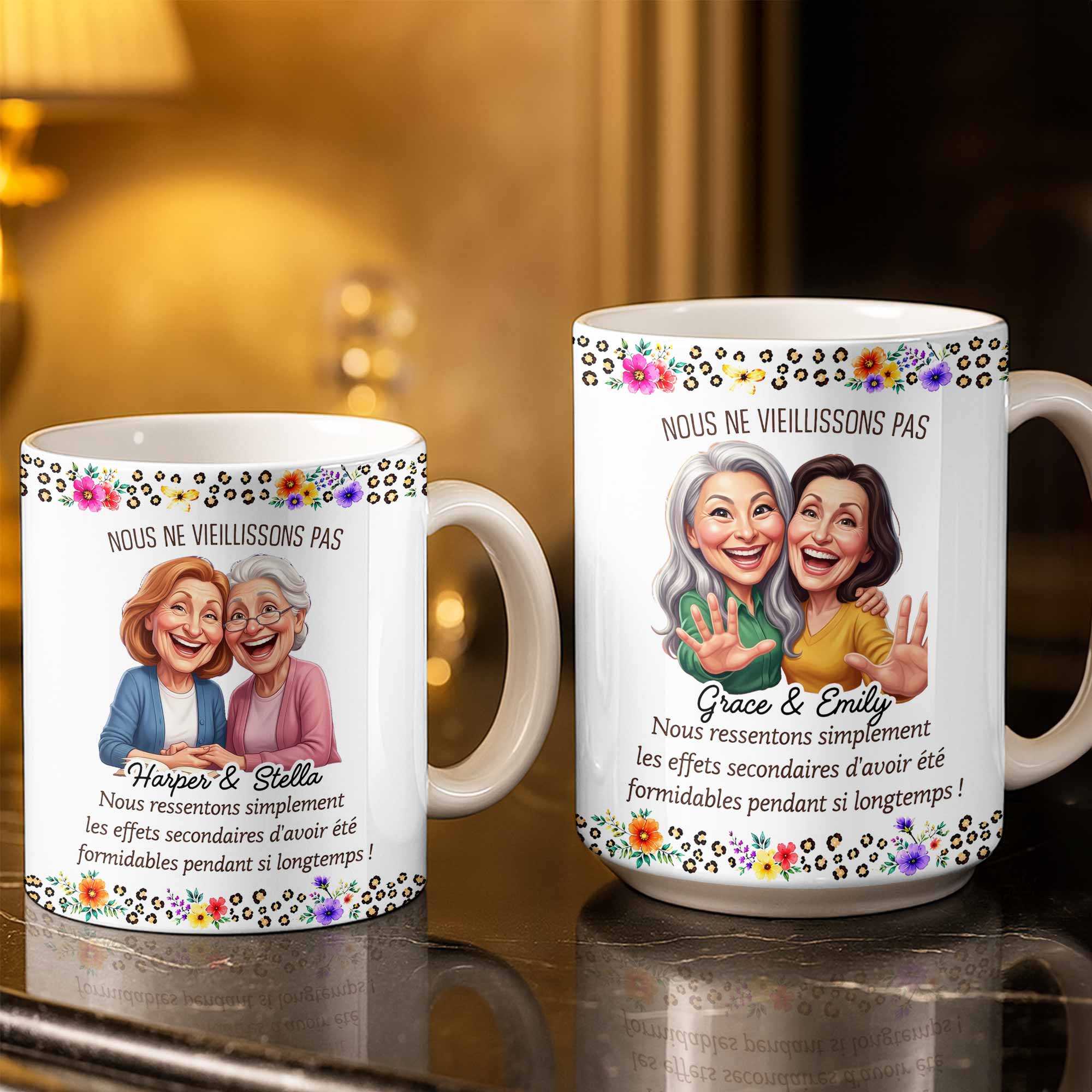 Personalized Floral Coffee Mug Custom Gift for Best Friends