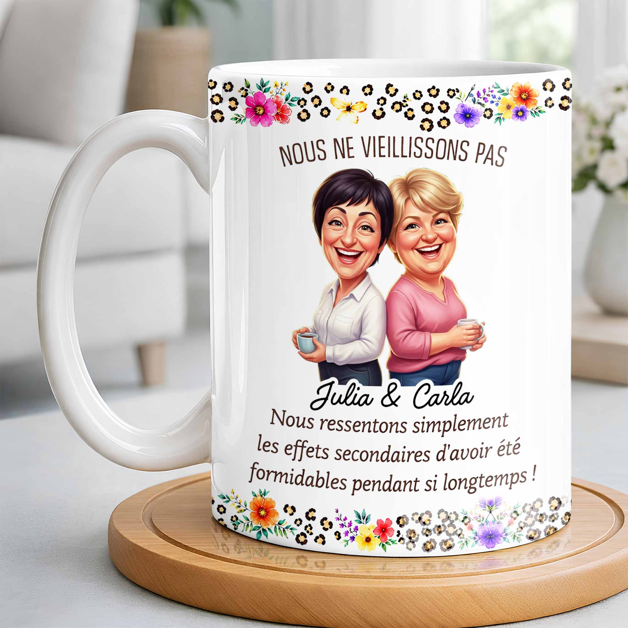 Personalized Floral Coffee Mug Custom Gift for Best Friends