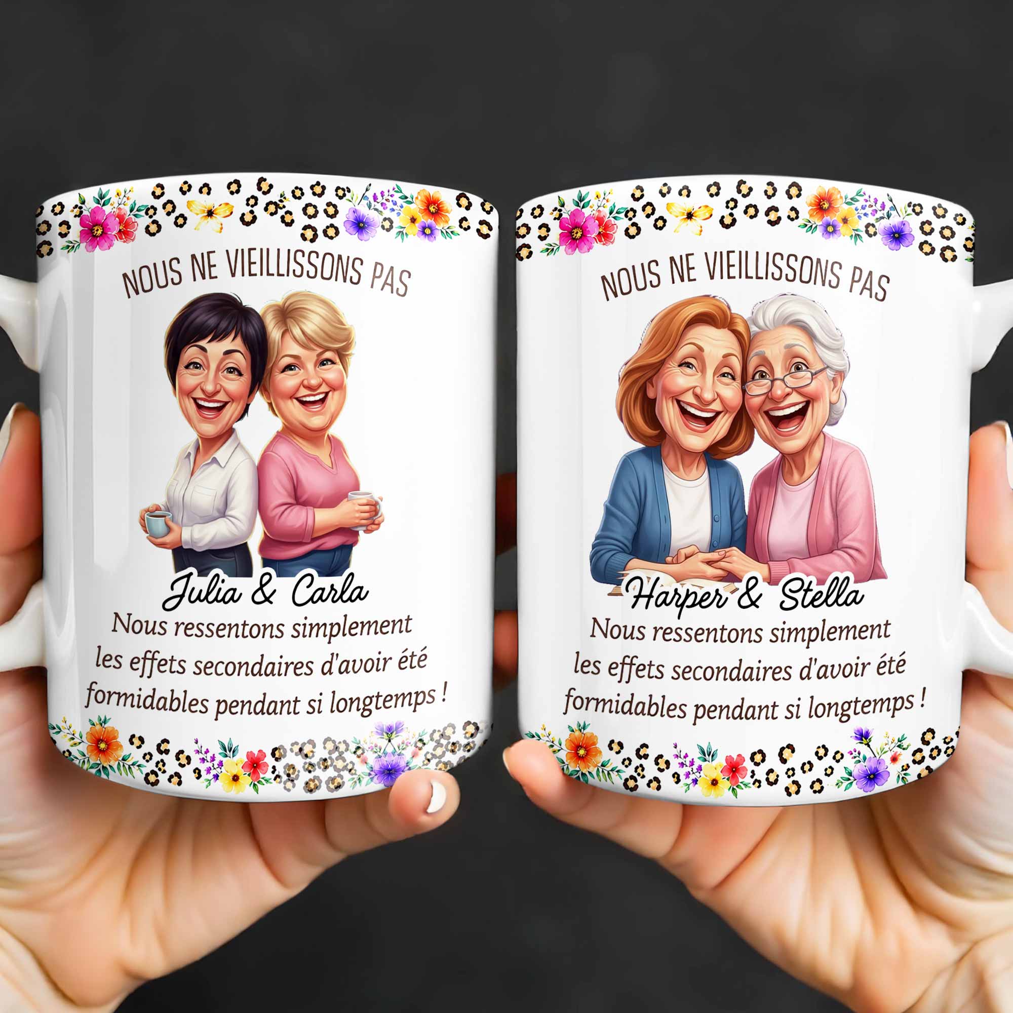 Personalized Floral Coffee Mug Custom Gift for Best Friends