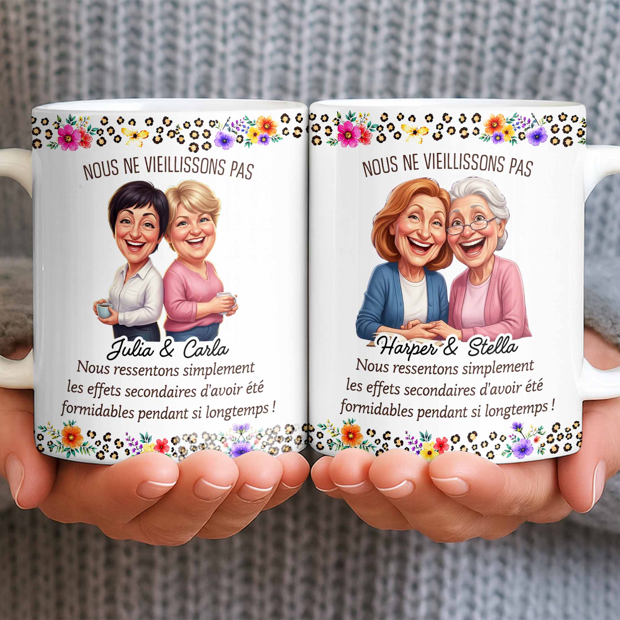 Personalized Floral Coffee Mug Custom Gift for Best Friends