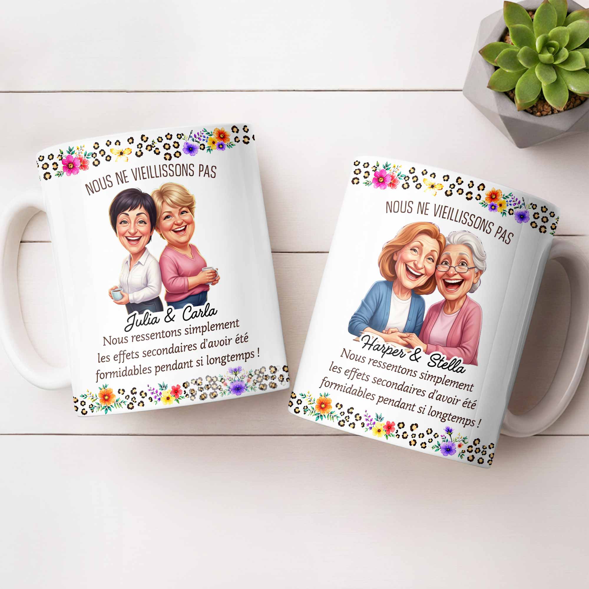 Personalized Floral Coffee Mug Custom Gift for Best Friends