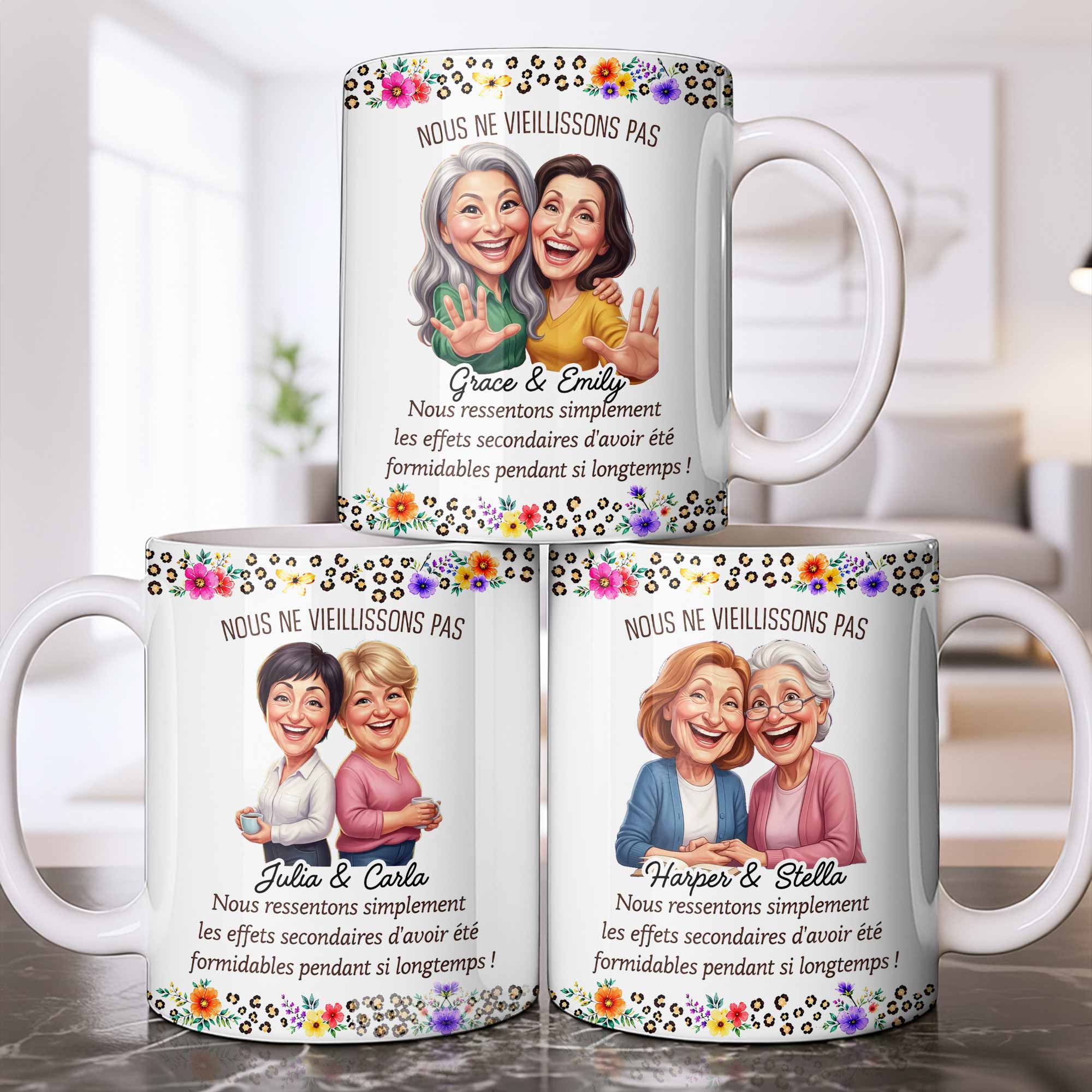 Personalized Floral Coffee Mug Custom Gift for Best Friends