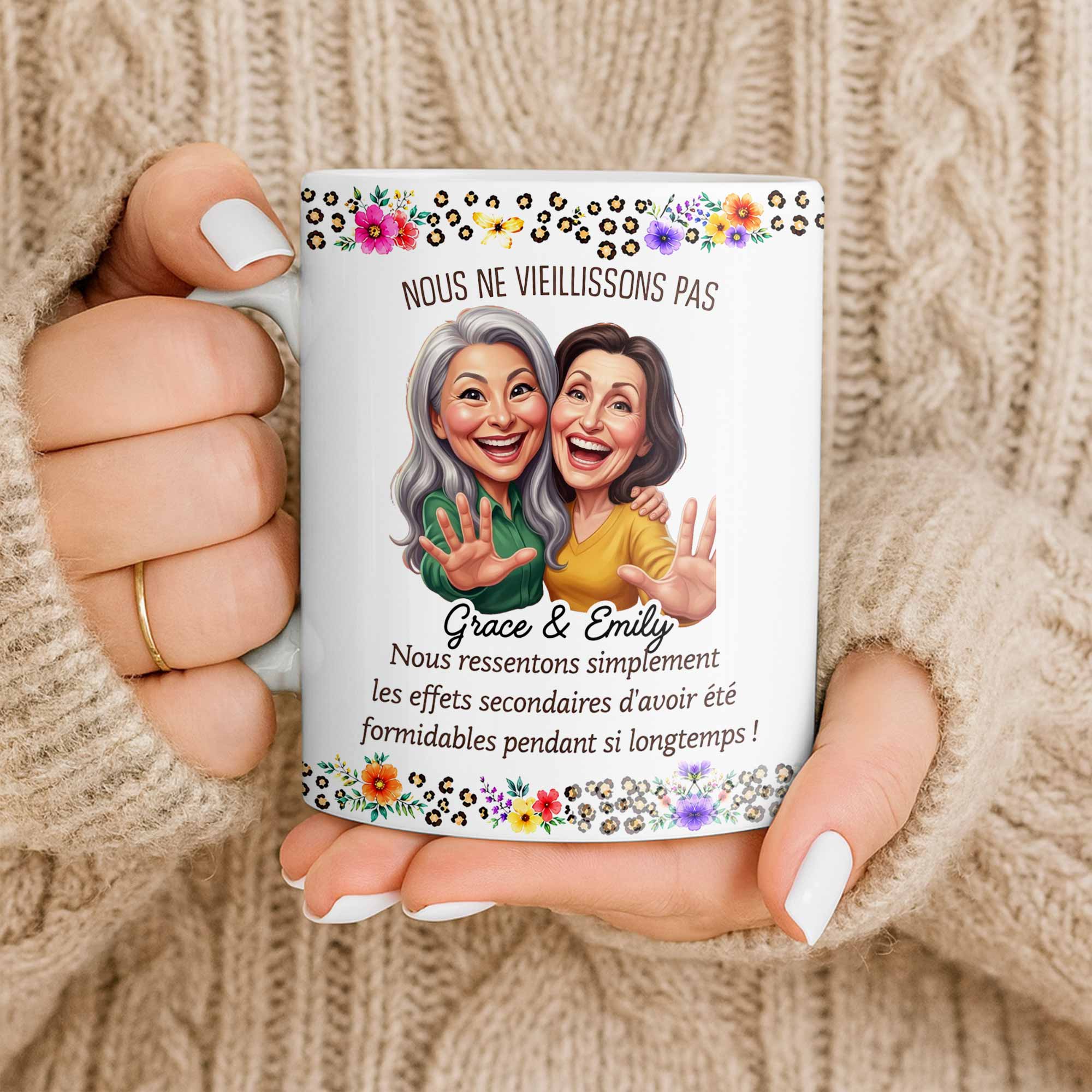 Personalized Floral Coffee Mug Custom Gift for Best Friends