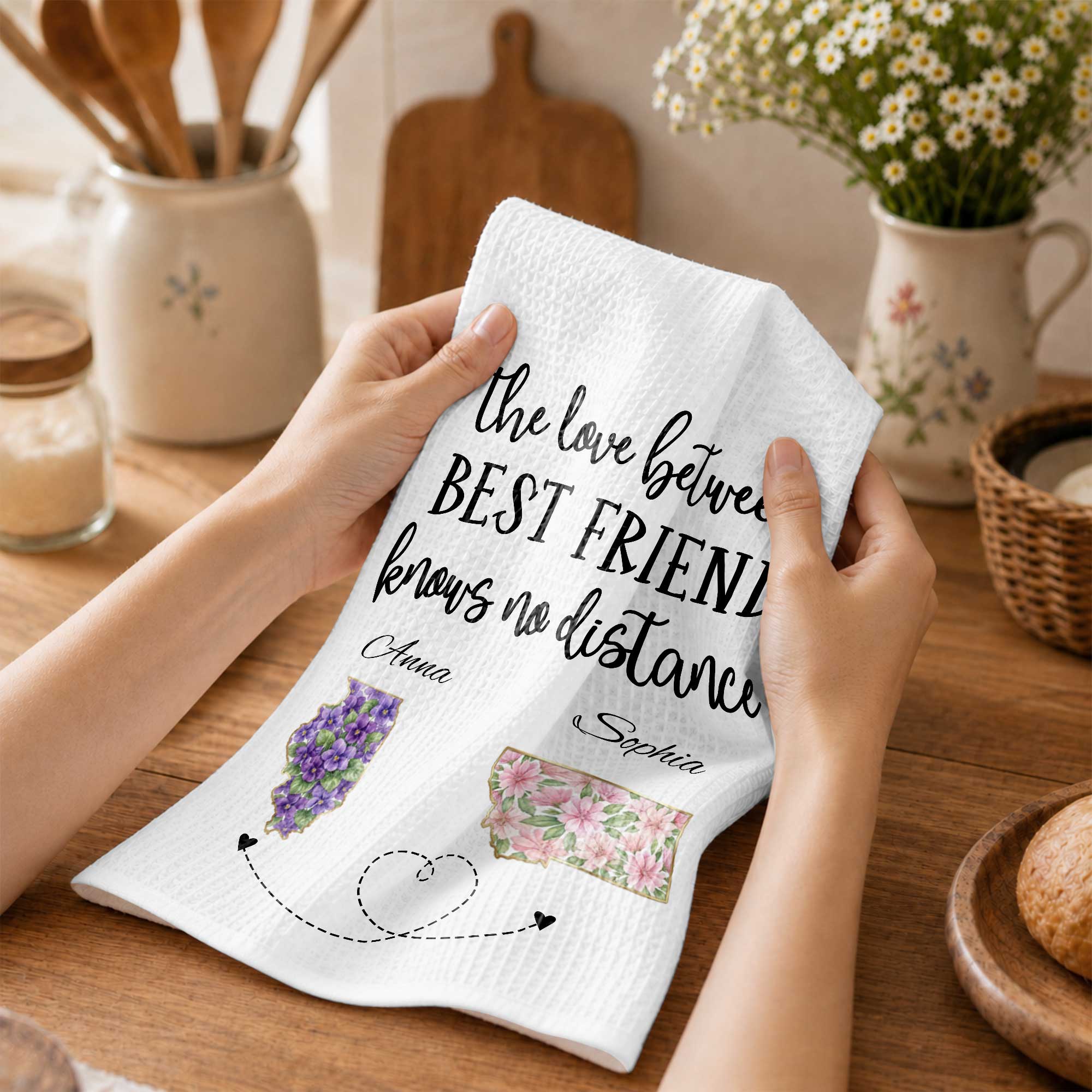 Personalized Kitchen Towel Custom State Best Friend Gift