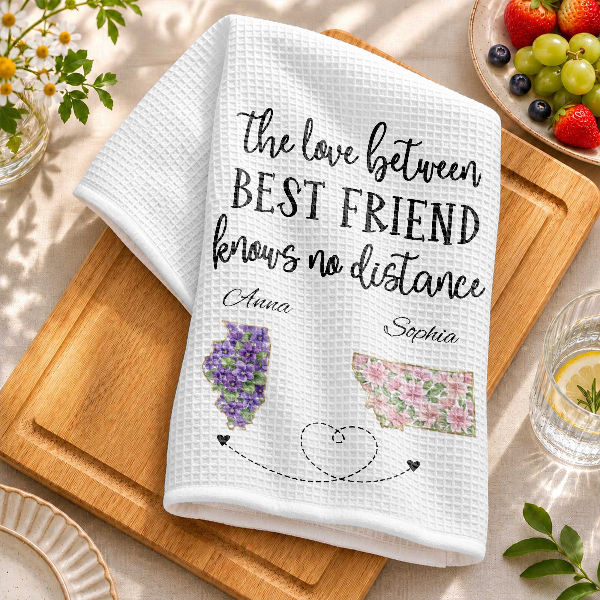 Personalized Kitchen Towel Custom State Best Friend Gift