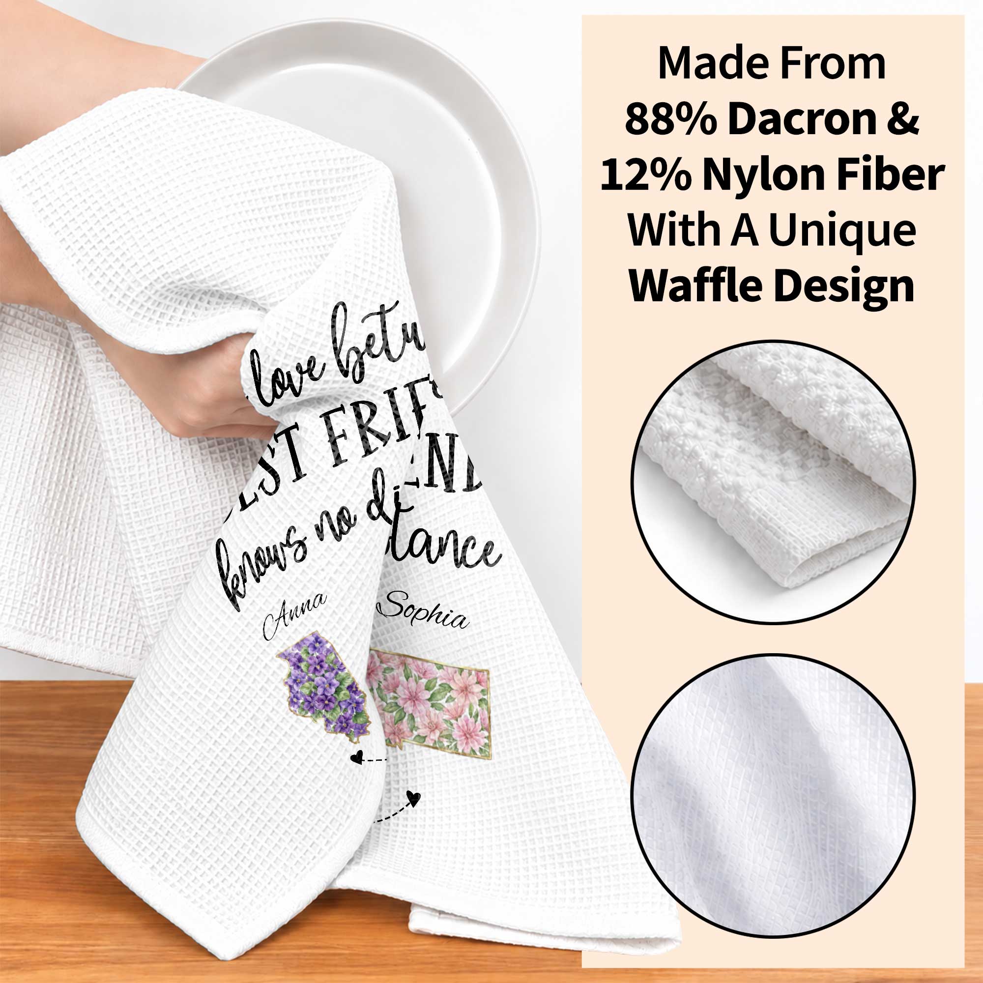 Personalized Kitchen Towel Custom State Best Friend Gift