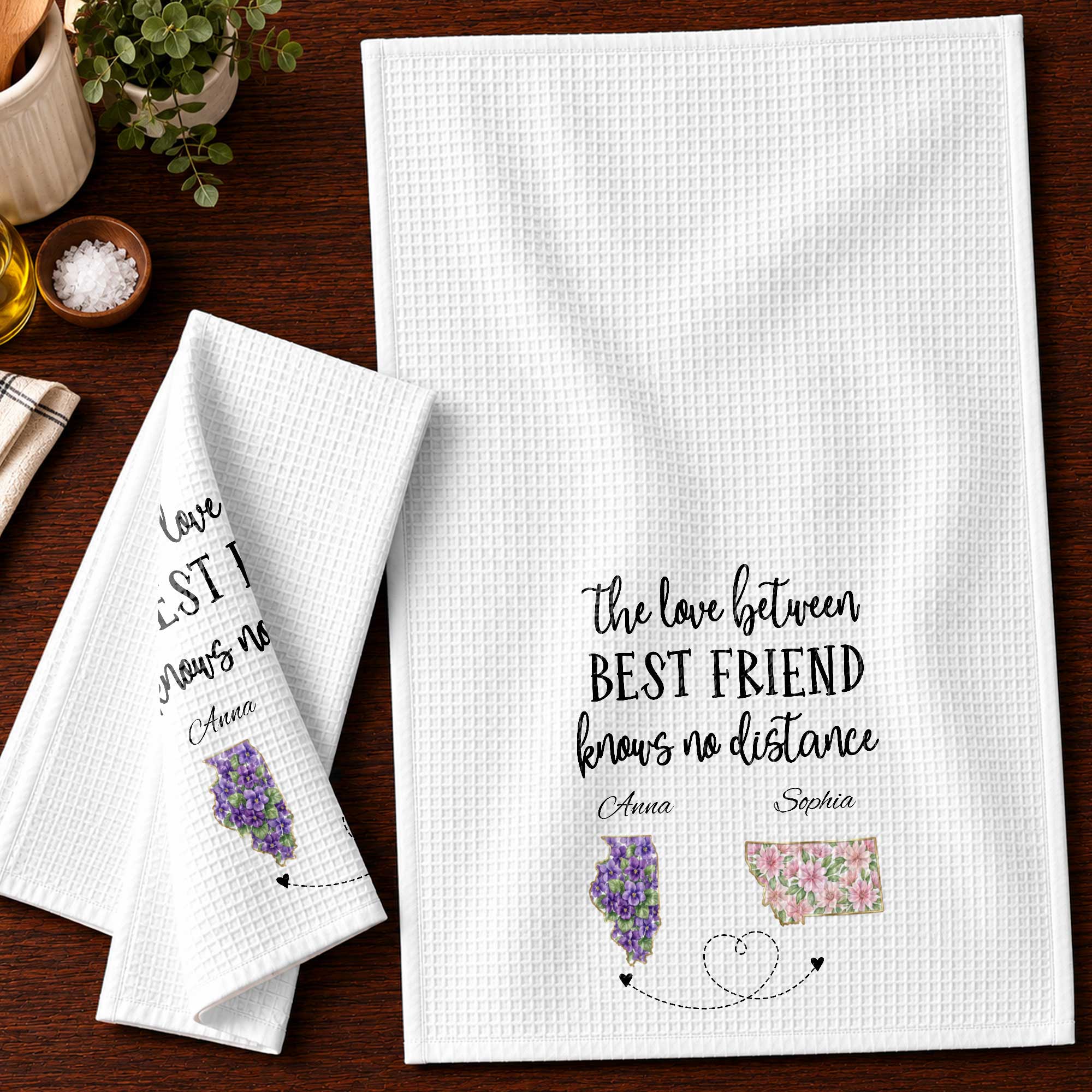 Personalized Kitchen Towel Custom State Best Friend Gift