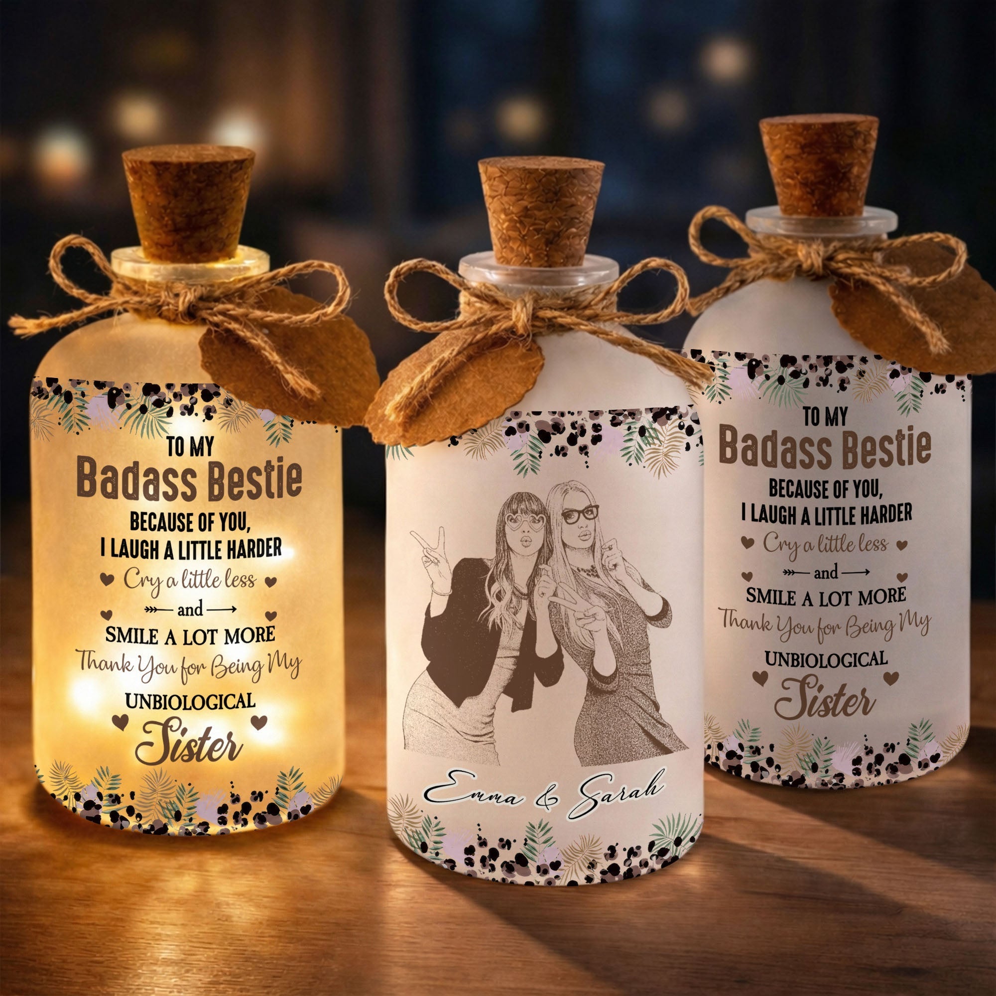 Personalized Short Bottle Light Custom Photo Gift for Best Friends