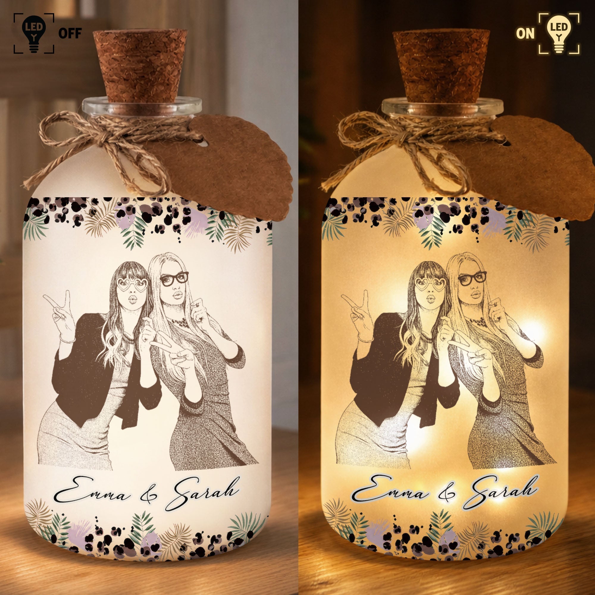 Personalized Short Bottle Light Custom Photo Gift for Best Friends