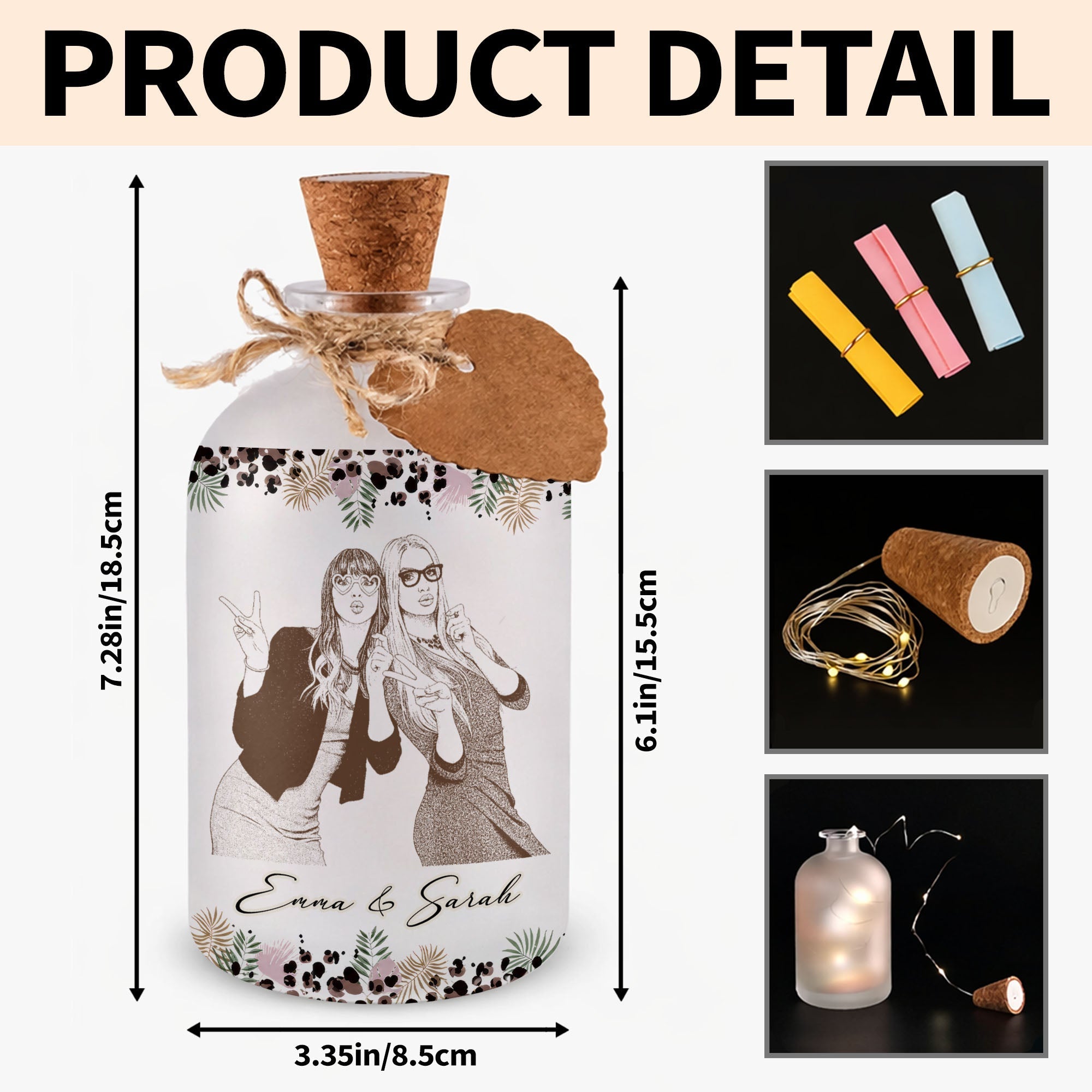 Personalized Short Bottle Light Custom Photo Gift for Best Friends