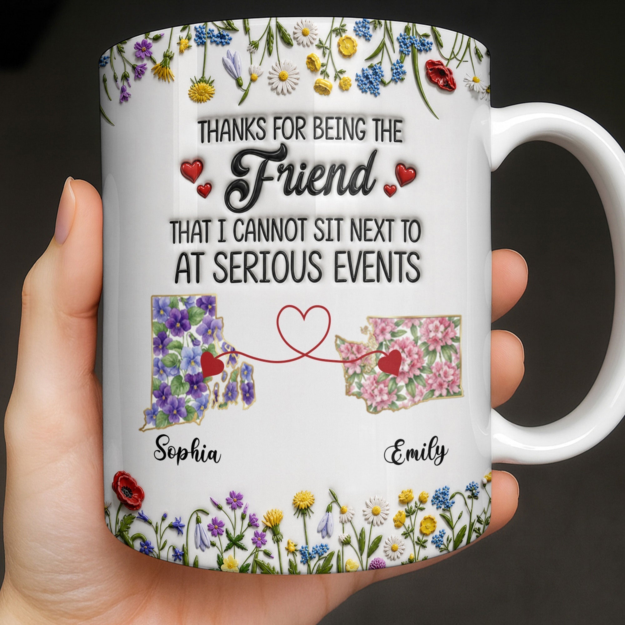 Personalized Best Friend Coffee Mug Custom State Art Gift