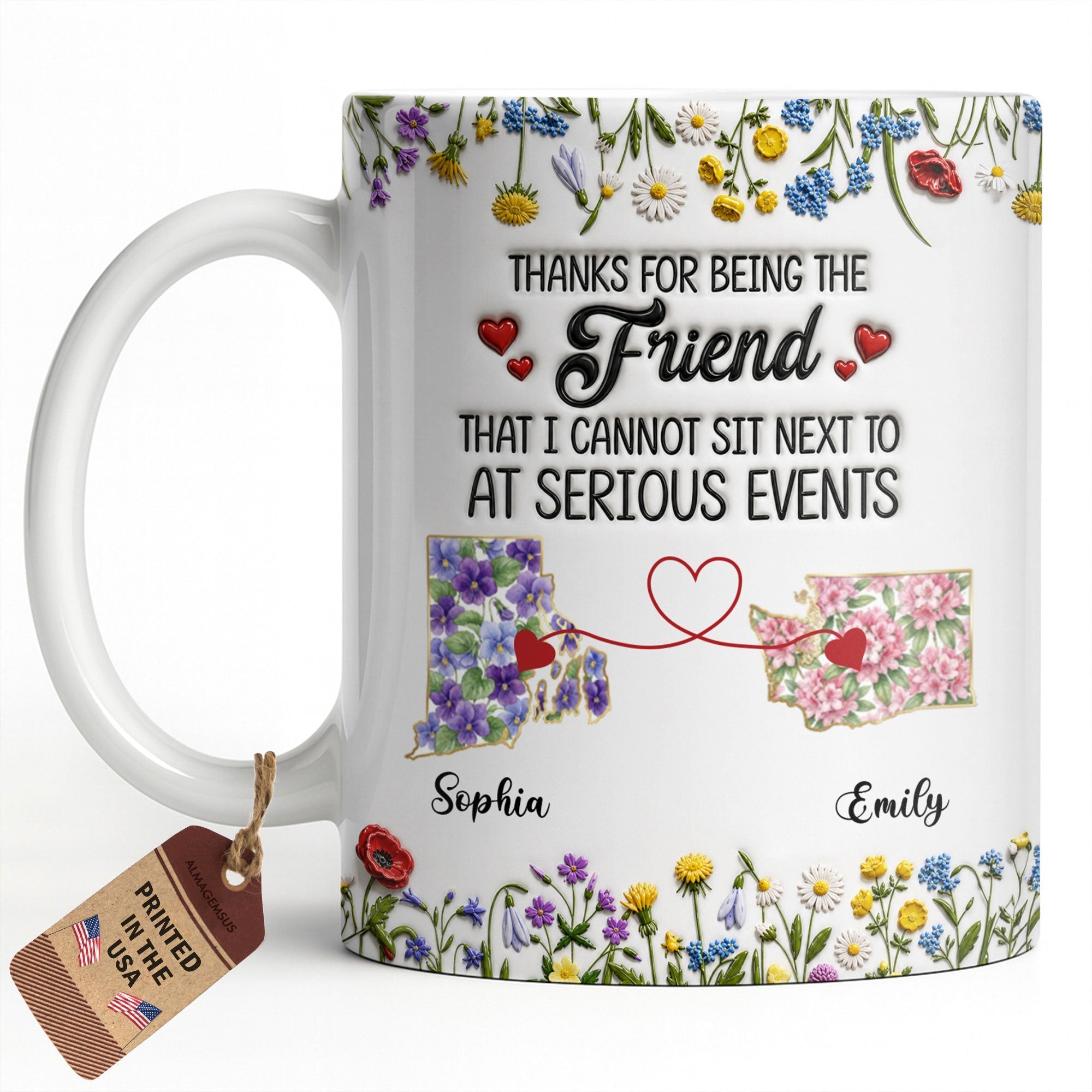 Personalized Best Friend Coffee Mug Custom State Art Gift
