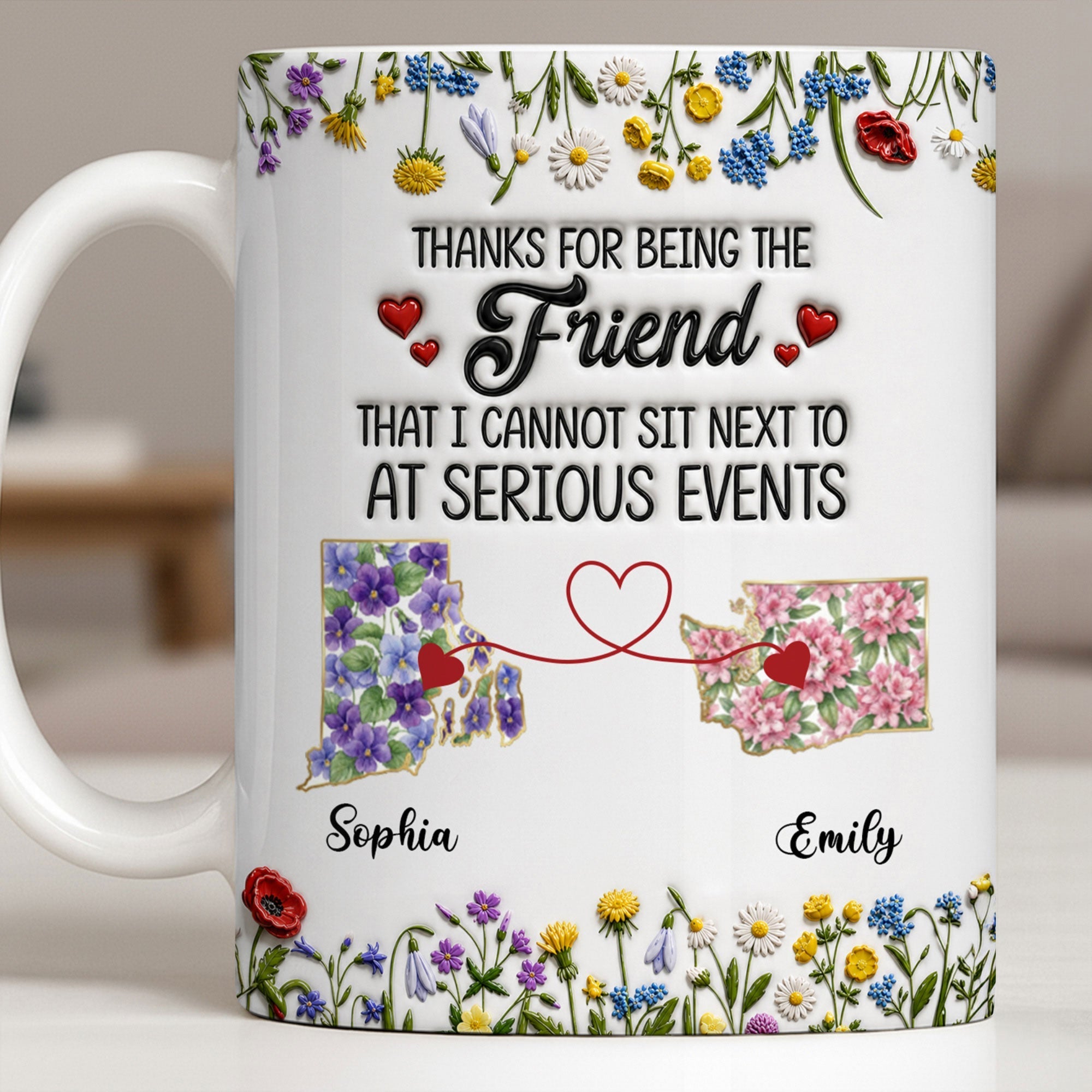 Personalized Best Friend Coffee Mug Custom State Art Gift