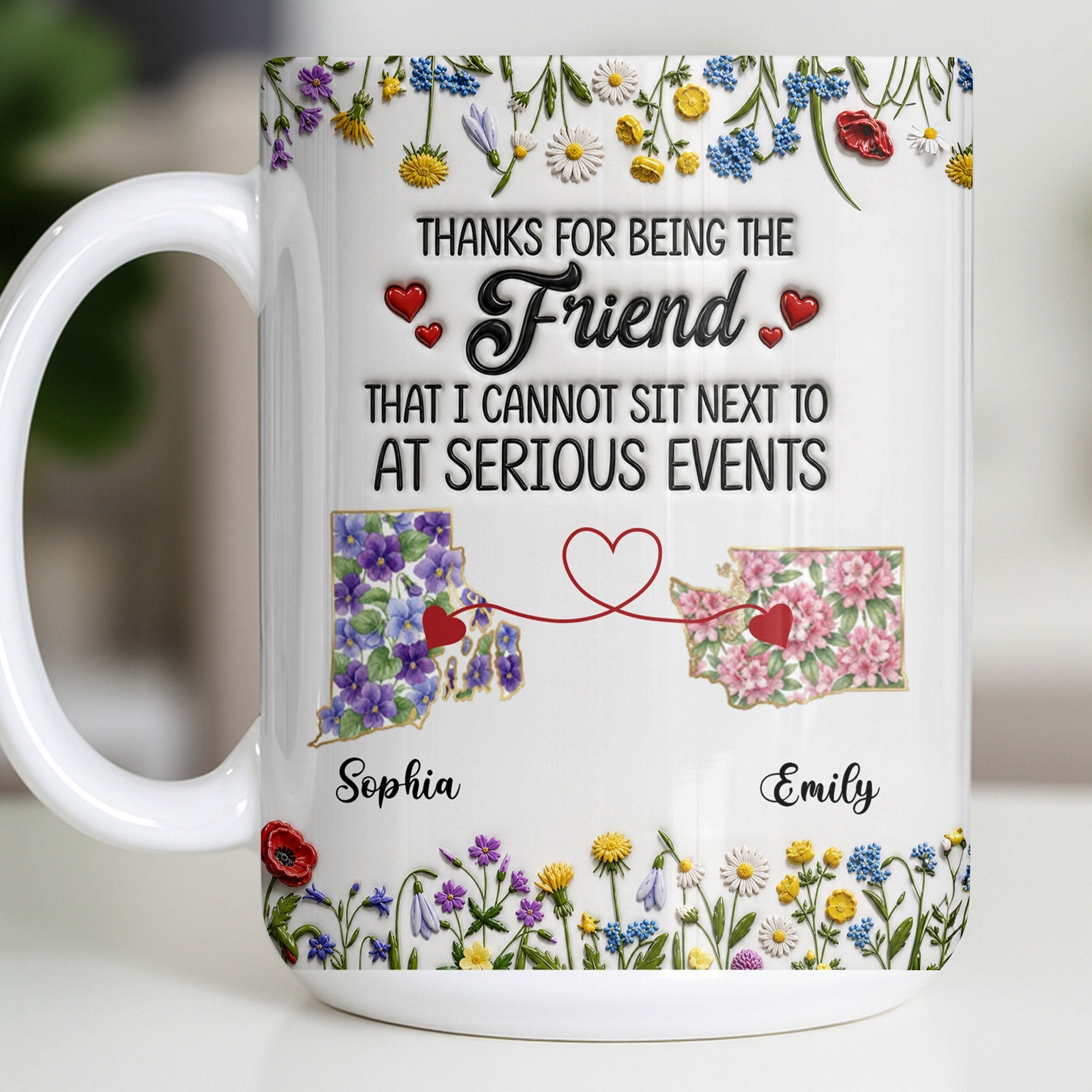 Personalized Best Friend Coffee Mug Custom State Art Gift