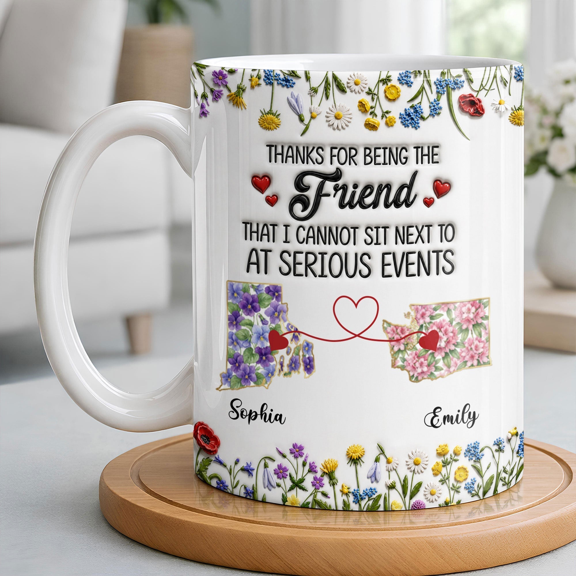 Personalized Best Friend Coffee Mug Custom State Art Gift