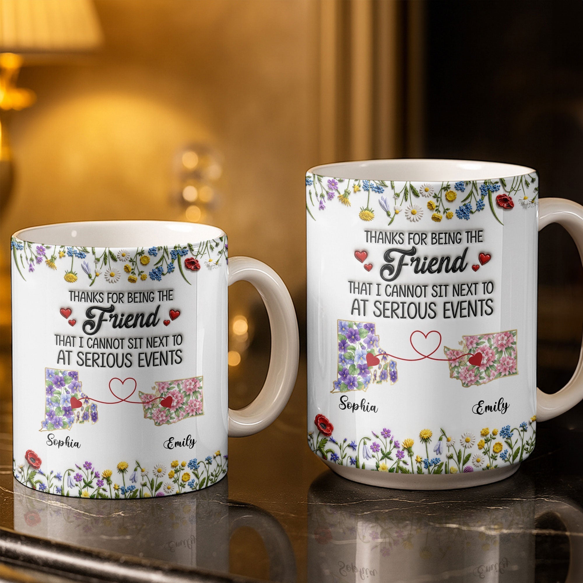 Personalized Best Friend Coffee Mug Custom State Art Gift