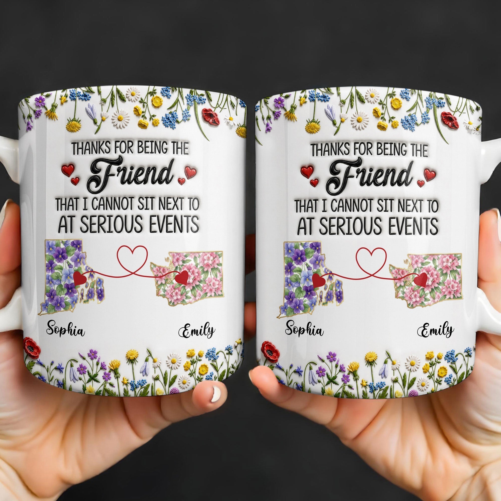 Personalized Best Friend Coffee Mug Custom State Art Gift