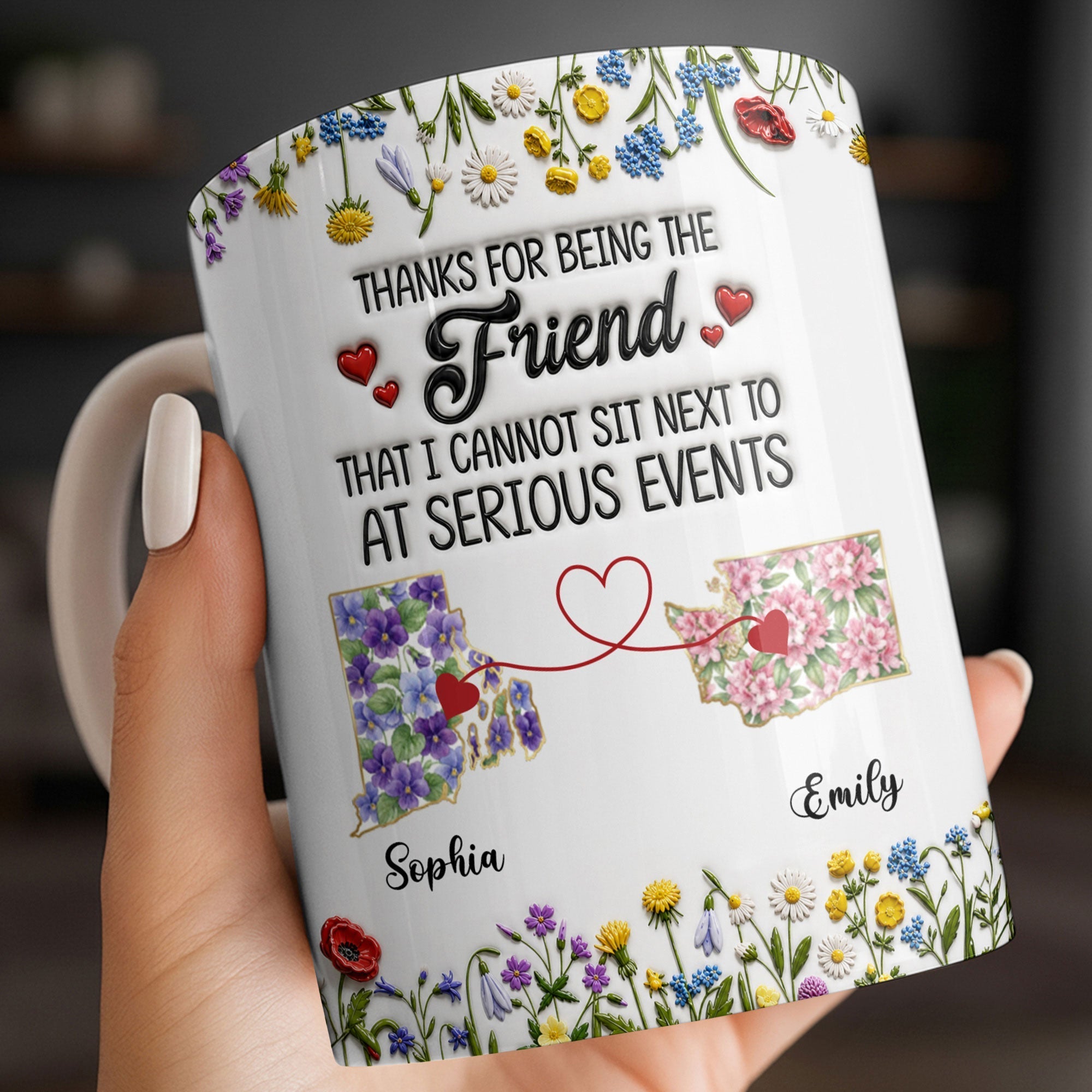 Personalized Best Friend Coffee Mug Custom State Art Gift