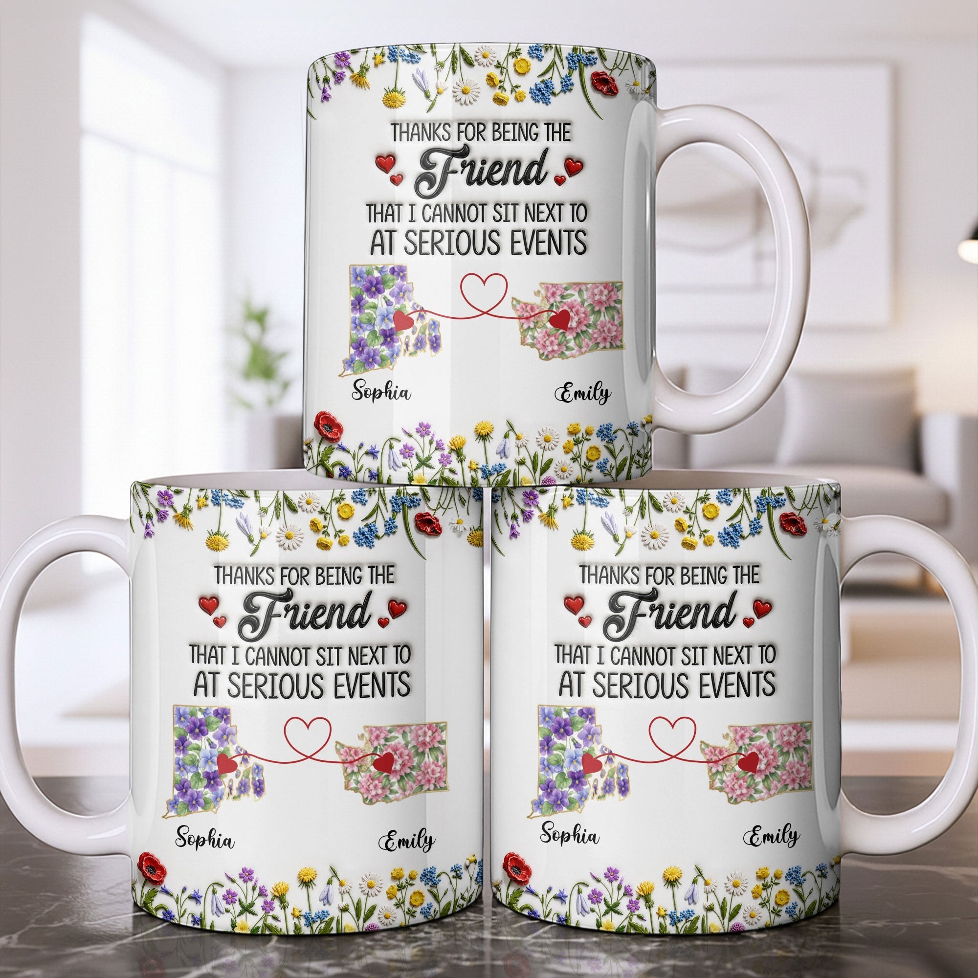 Personalized Best Friend Coffee Mug Custom State Art Gift