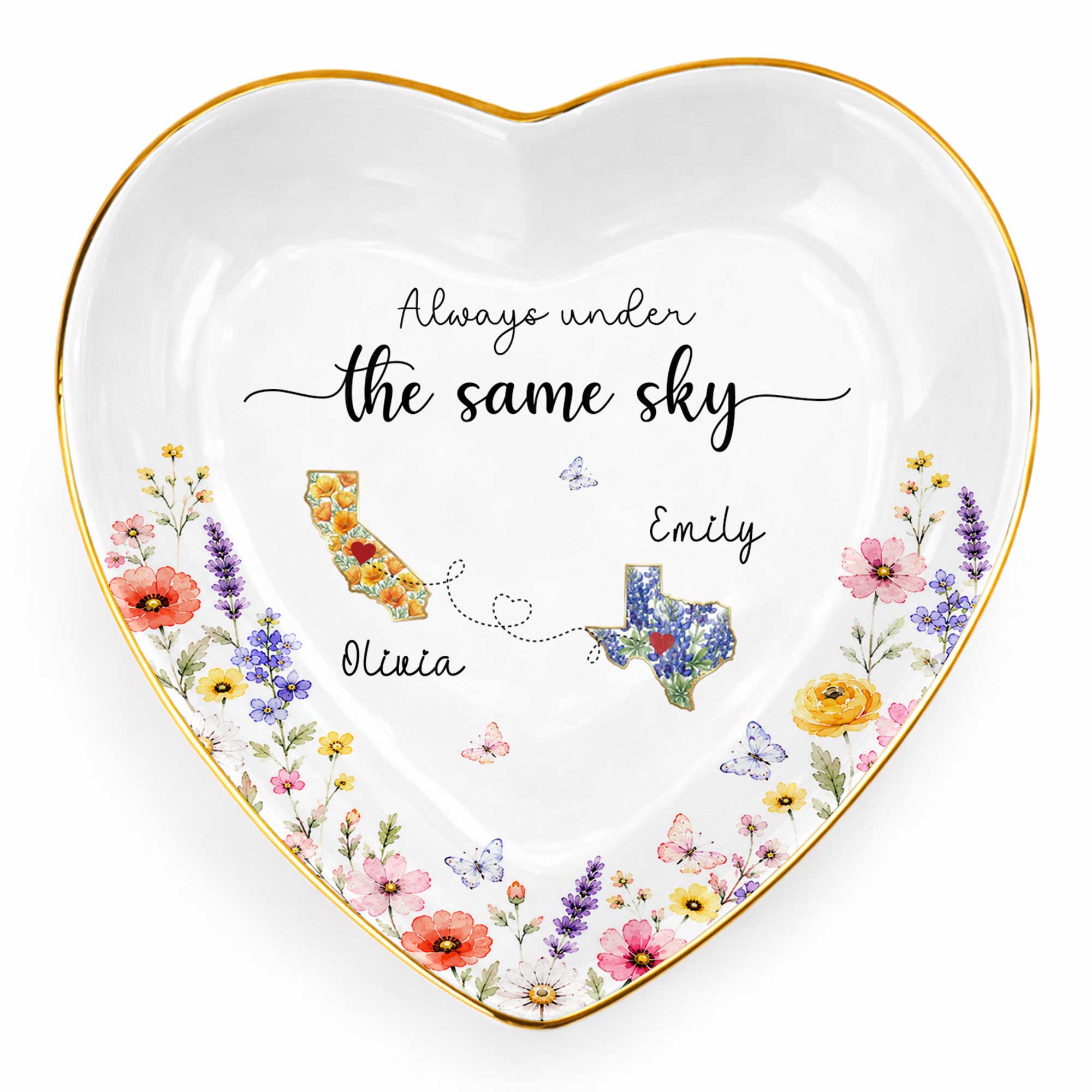 Personalized Heart-Shaped Jewelry Dish Custom Name Gift for Mom
