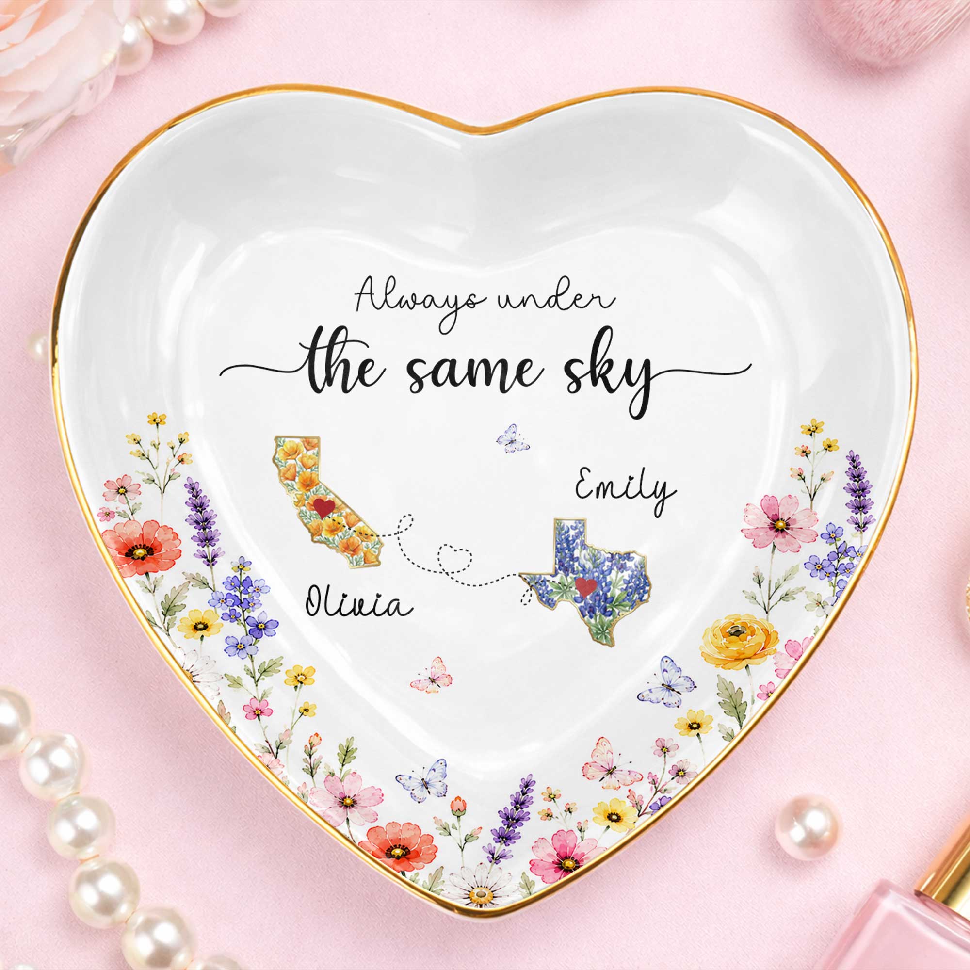 Personalized Heart-Shaped Jewelry Dish Custom Name Gift for Mom