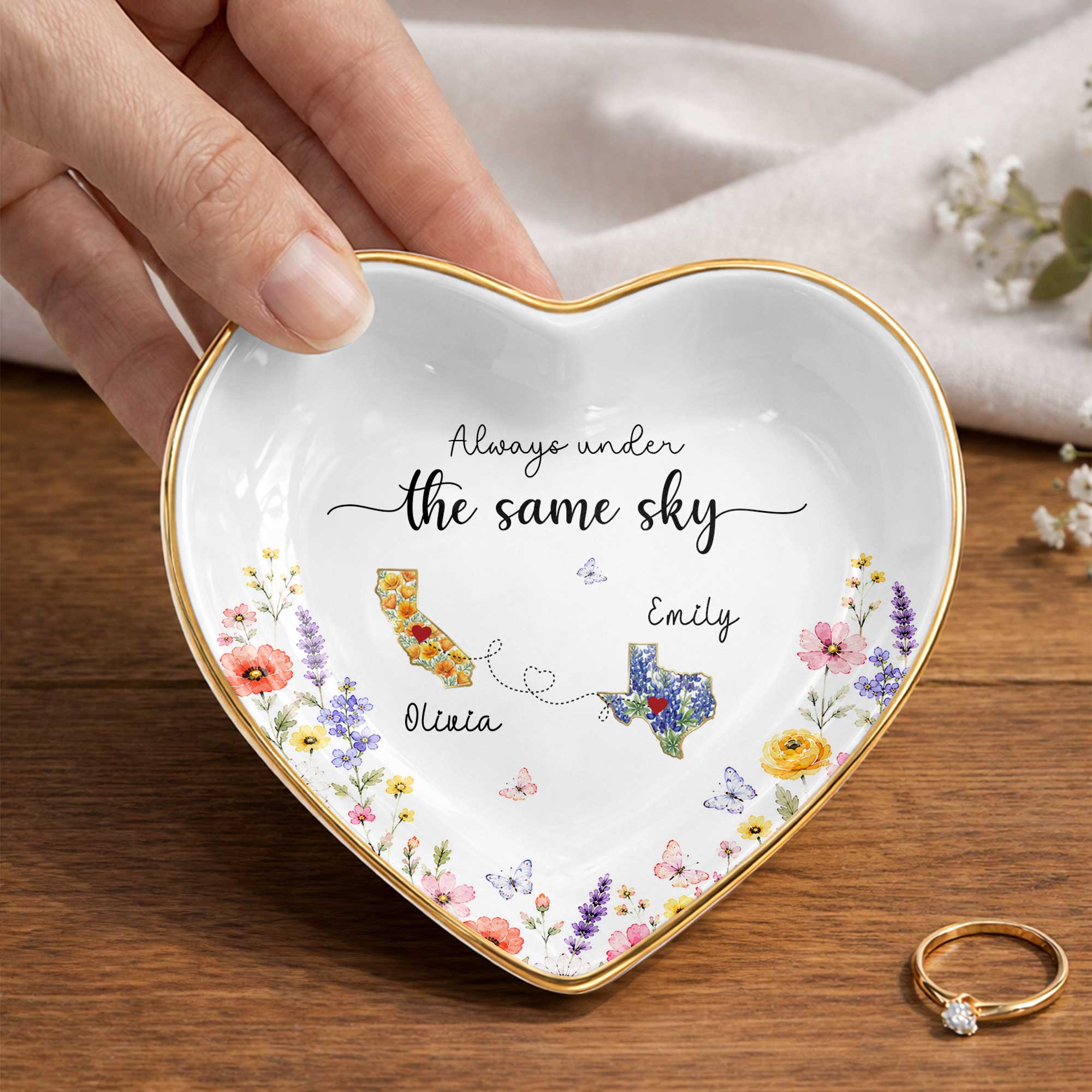 Personalized Heart-Shaped Jewelry Dish Custom Name Gift for Mom