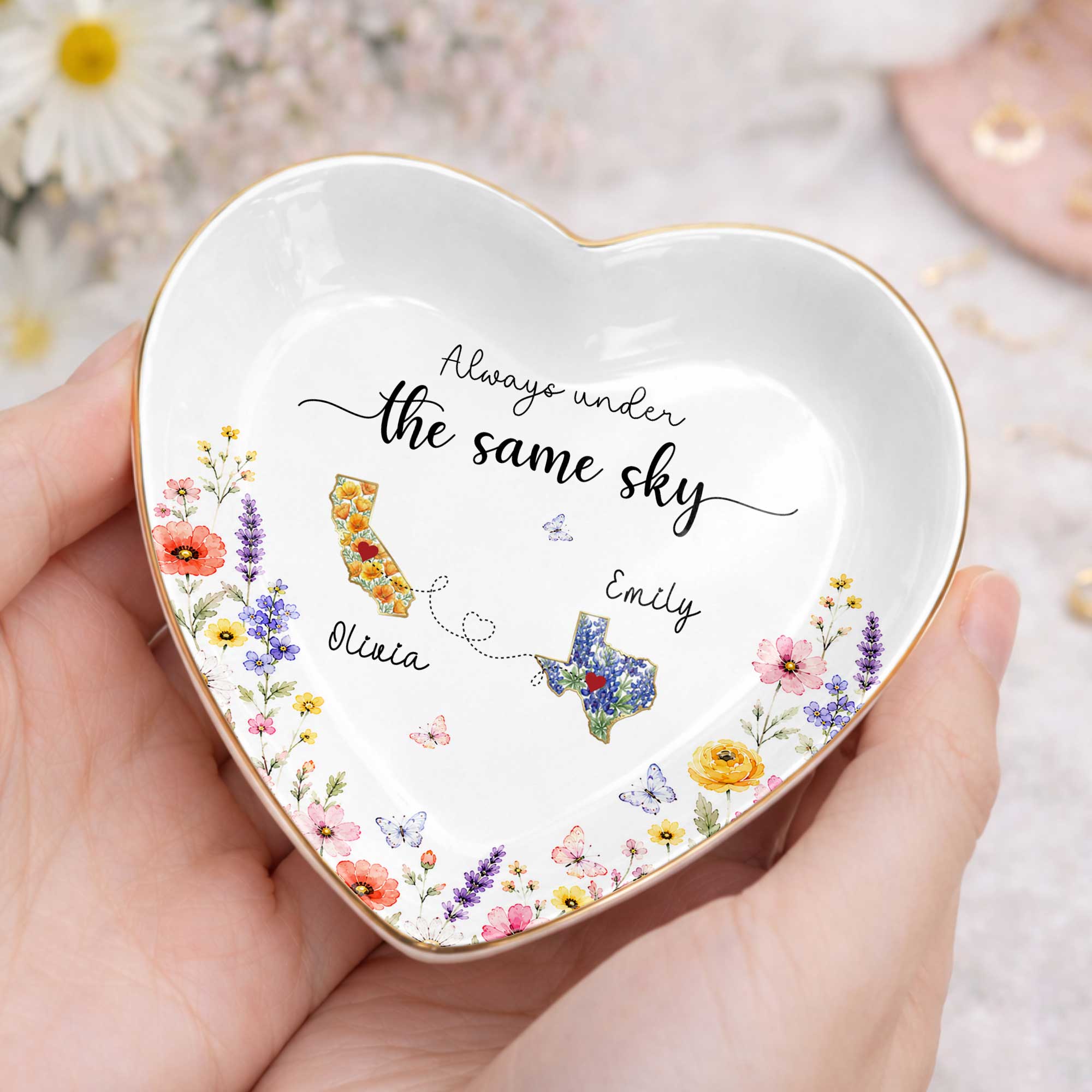 Personalized Heart-Shaped Jewelry Dish Custom Name Gift for Mom