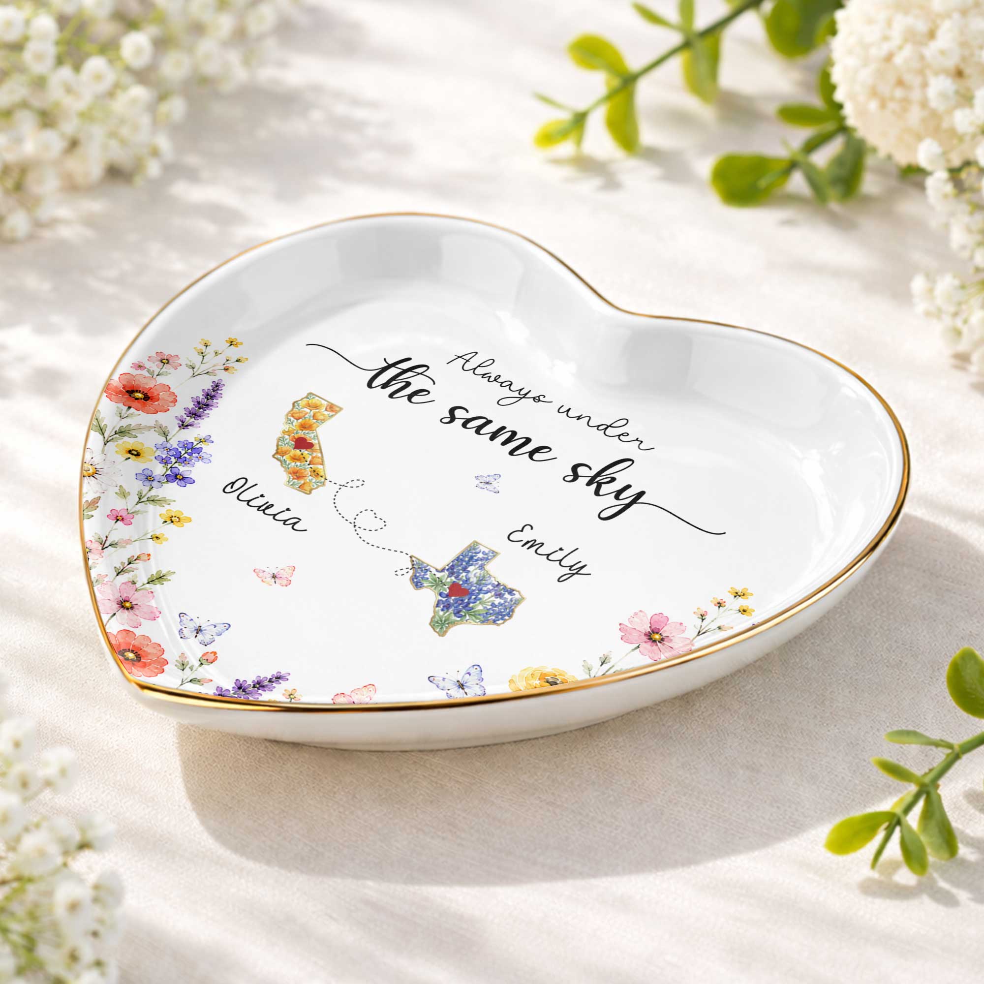 Personalized Heart-Shaped Jewelry Dish Custom Name Gift for Mom