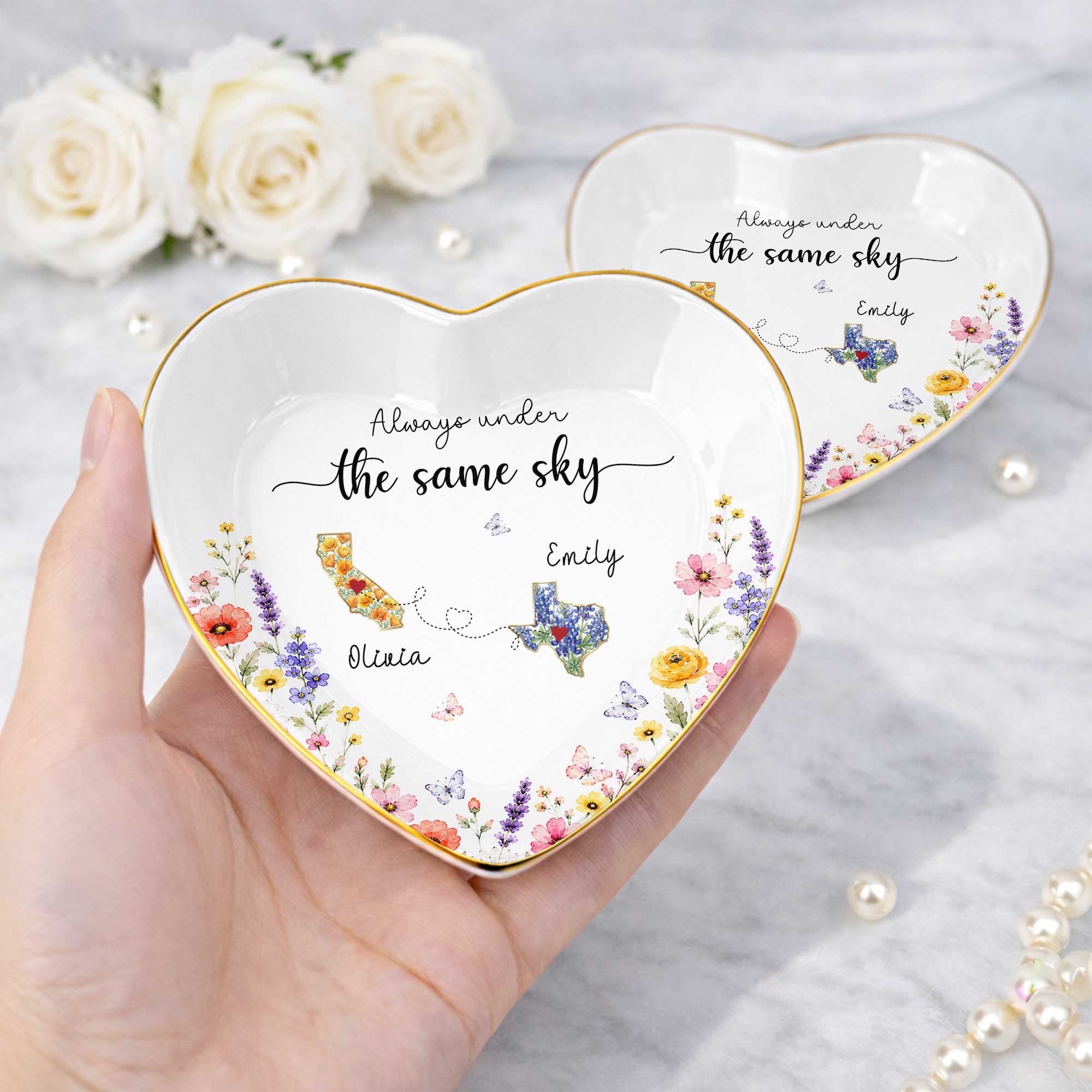 Personalized Heart-Shaped Jewelry Dish Custom Name Gift for Mom