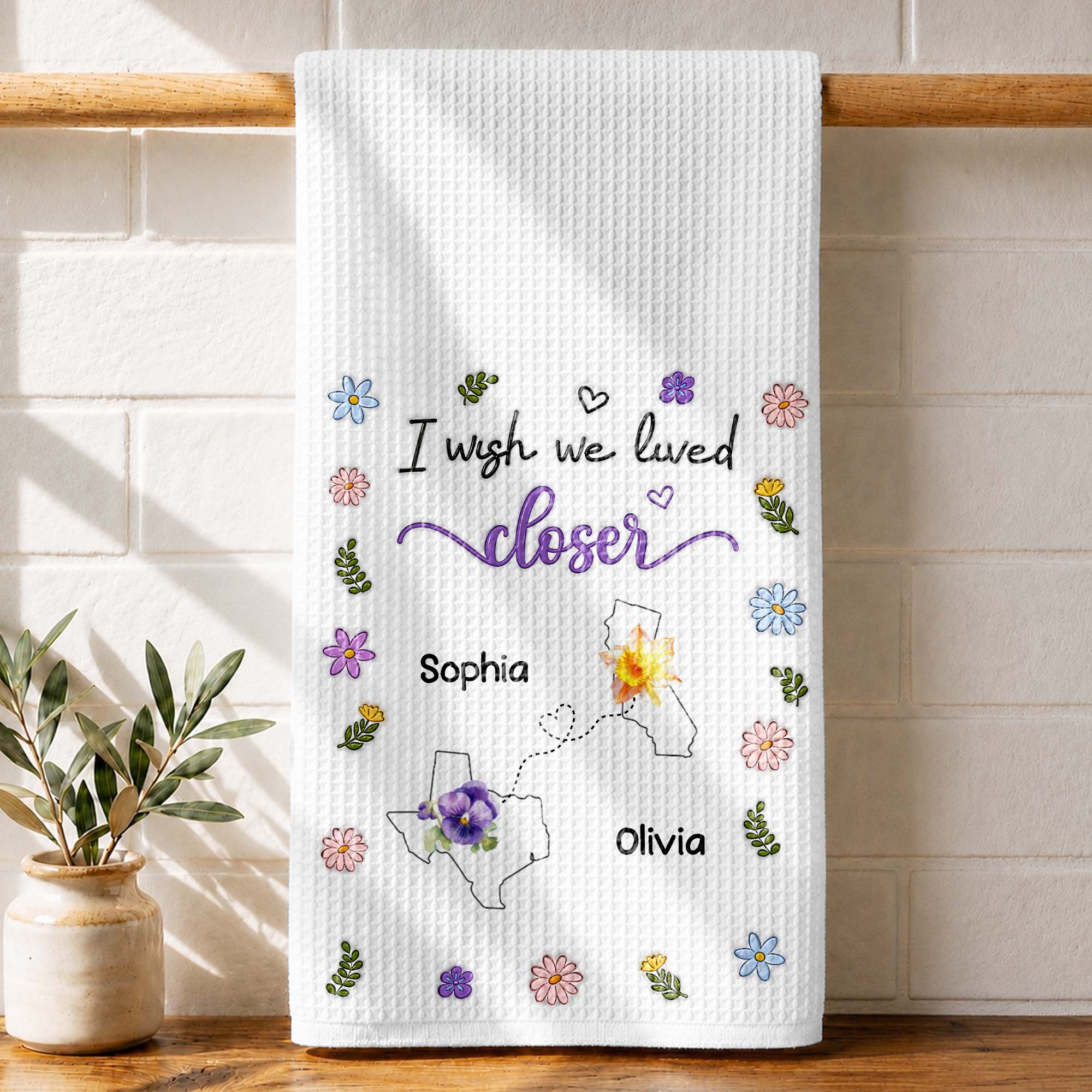 Personalized Kitchen Towel Custom State Map Gift for Friends