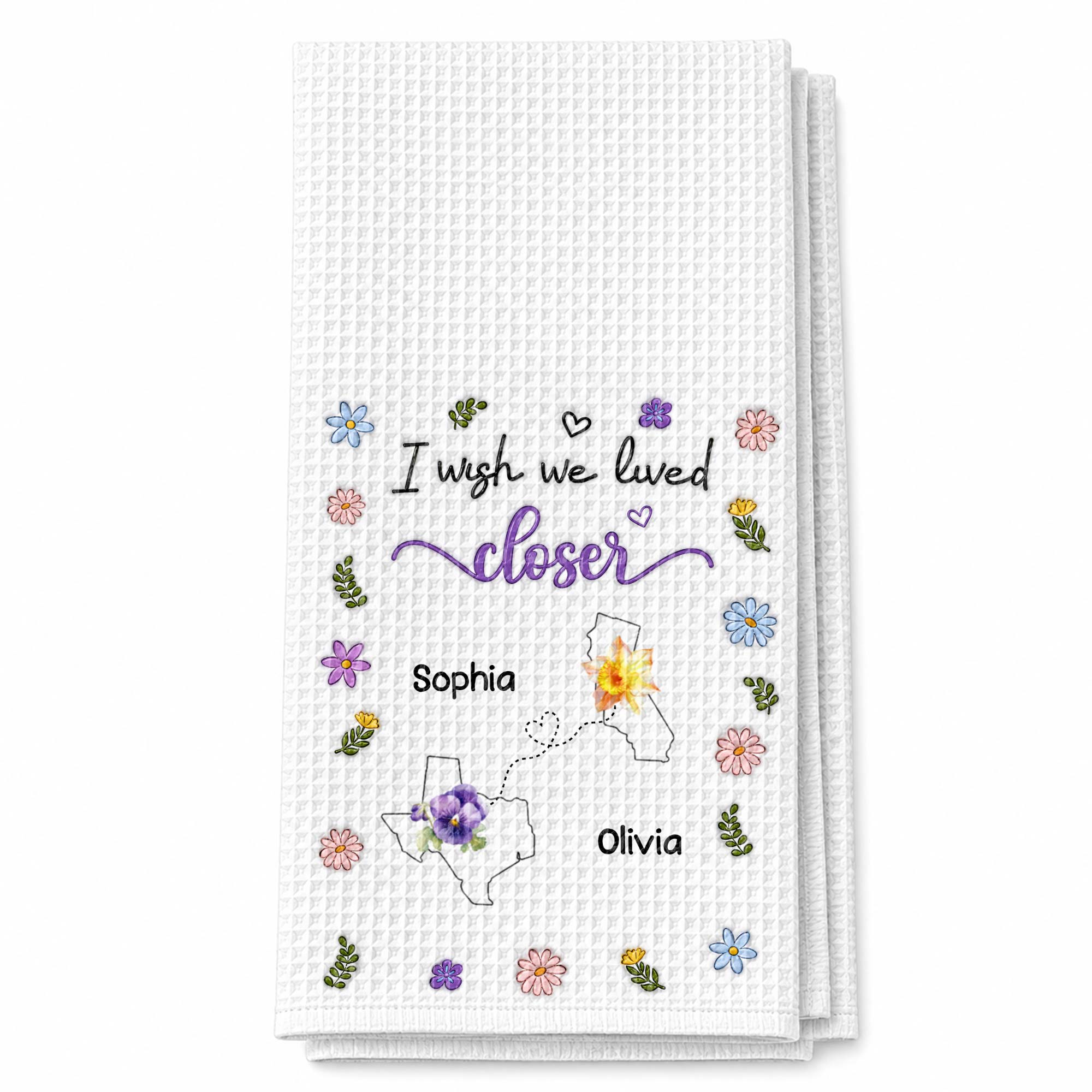 Personalized Kitchen Towel Custom State Map Gift for Friends