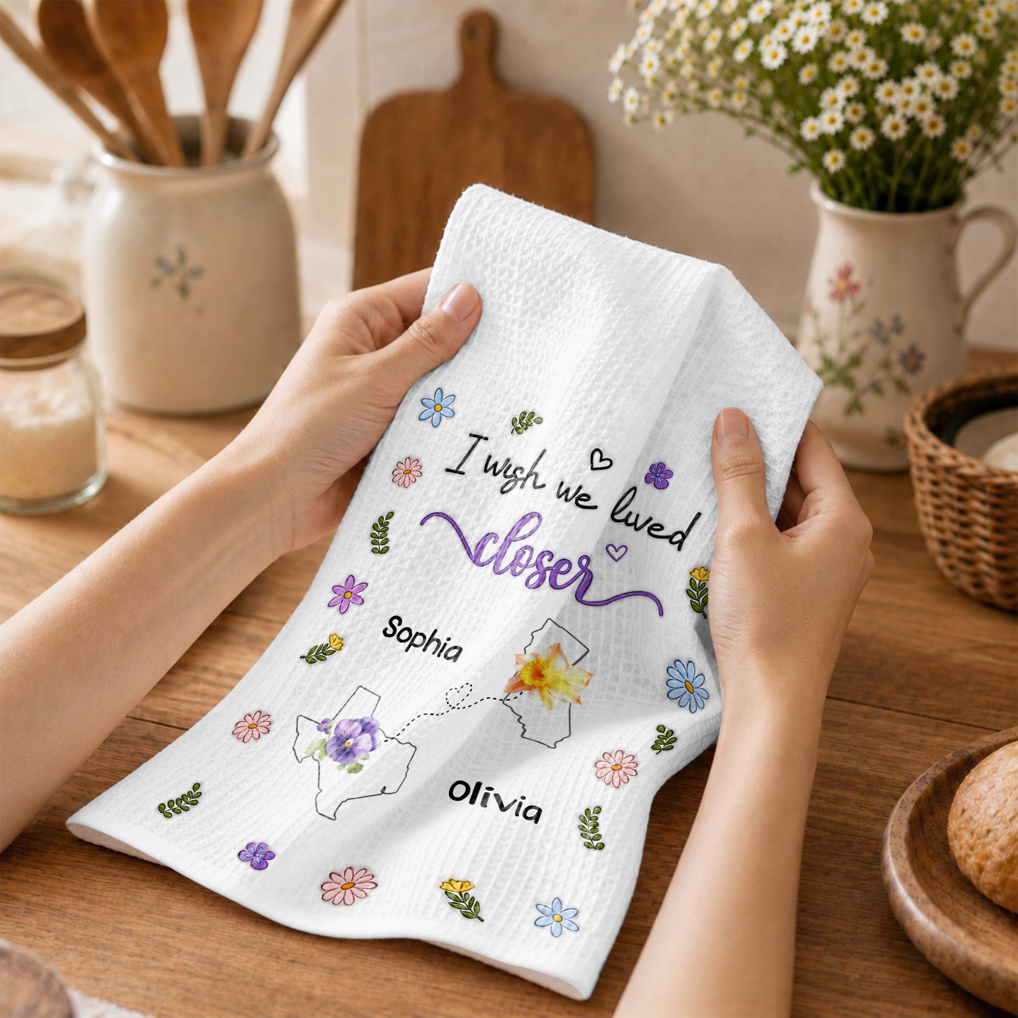 Personalized Kitchen Towel Custom State Map Gift for Friends