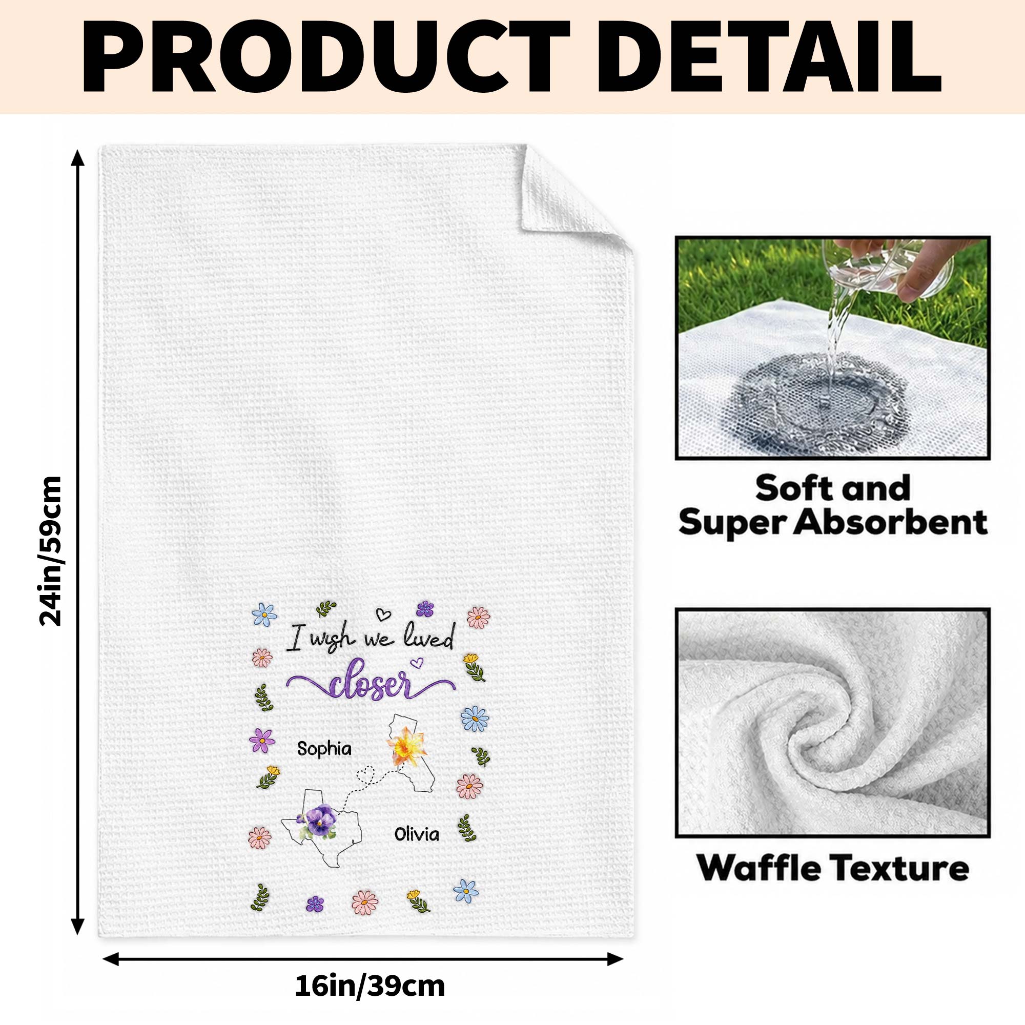 Personalized Kitchen Towel Custom State Map Gift for Friends