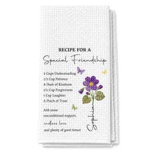 Load image into Gallery viewer, Personalized Birth Month Flower Kitchen Towel Friendship Gift
