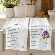 Load image into Gallery viewer, Personalized Birth Month Flower Kitchen Towel Friendship Gift
