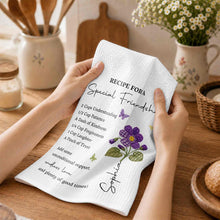 Load image into Gallery viewer, Personalized Birth Month Flower Kitchen Towel Friendship Gift
