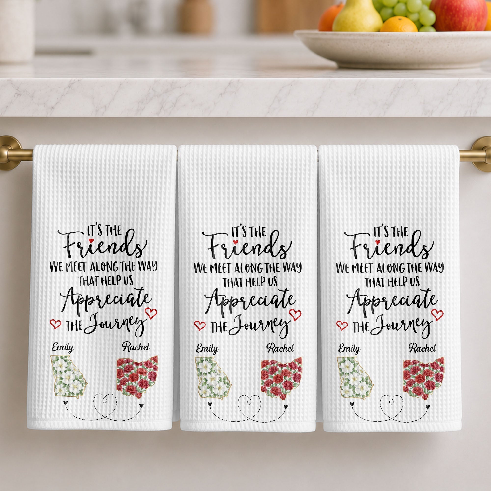 Personalized Floral Kitchen Towel Custom Name Gift for Besties