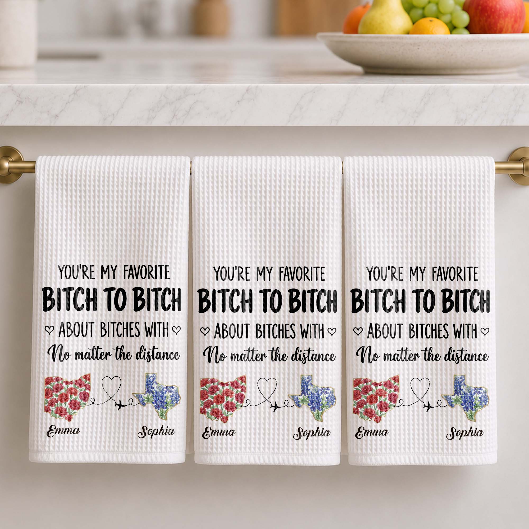 Personalized Kitchen Towel Custom Name Flower Design Gift for Best Friend
