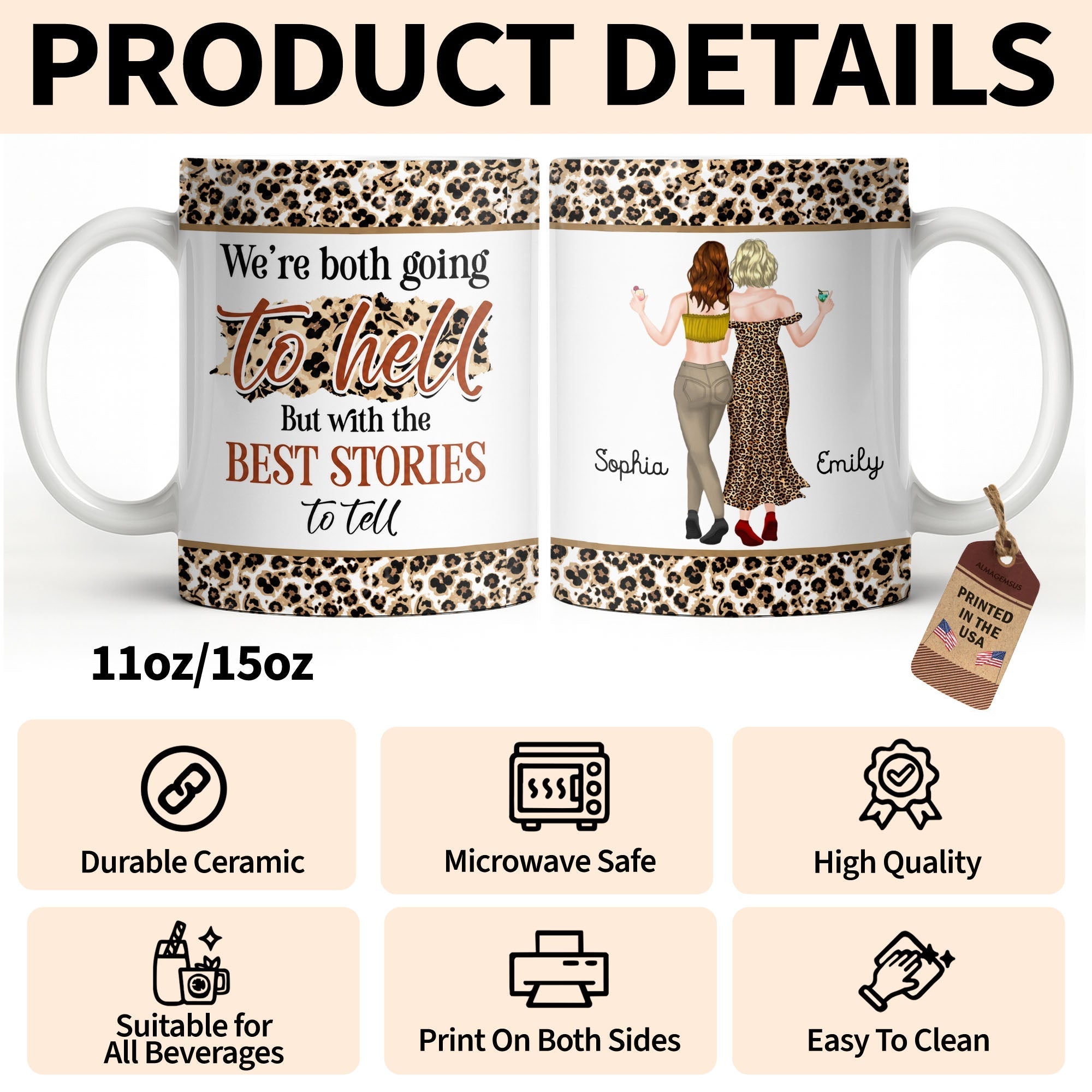Personalized Leopard Pattern Coffee Mug Best Friend Gift