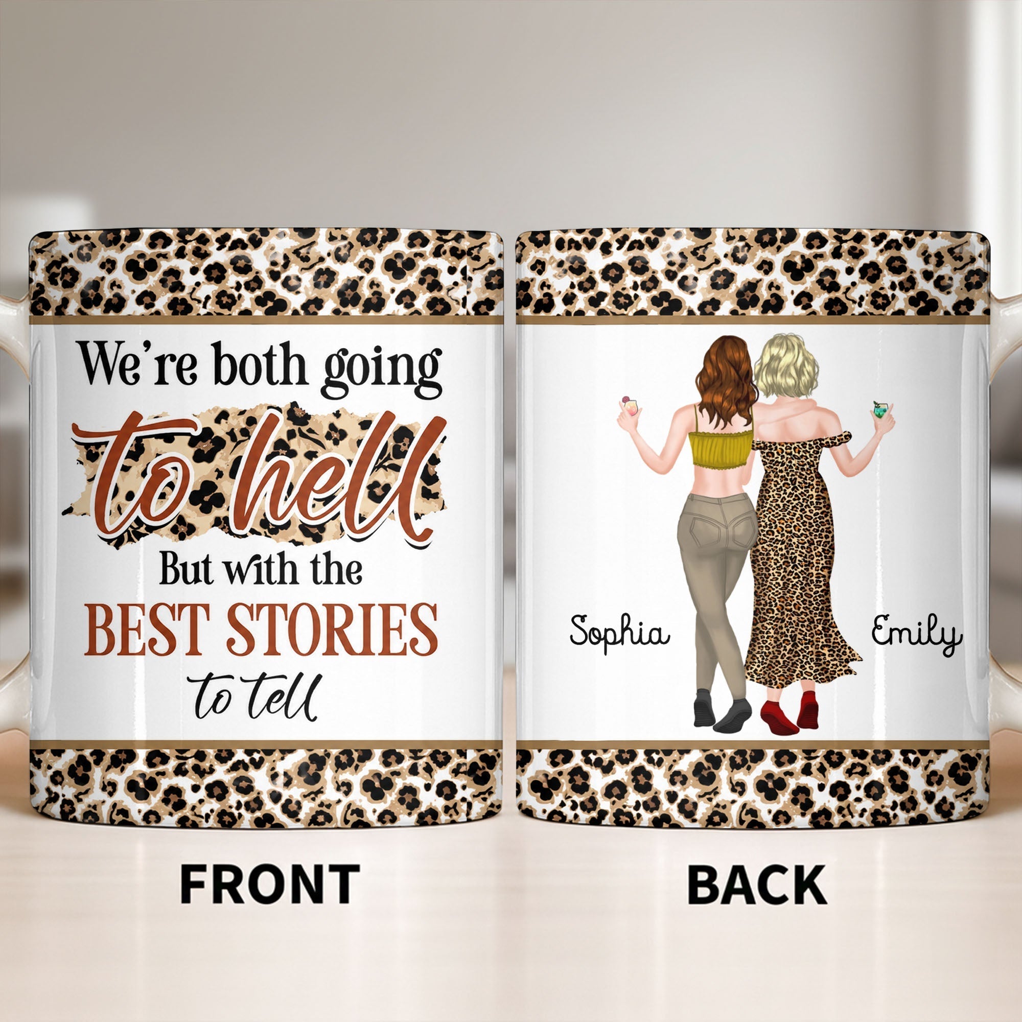 Personalized Leopard Pattern Coffee Mug Best Friend Gift